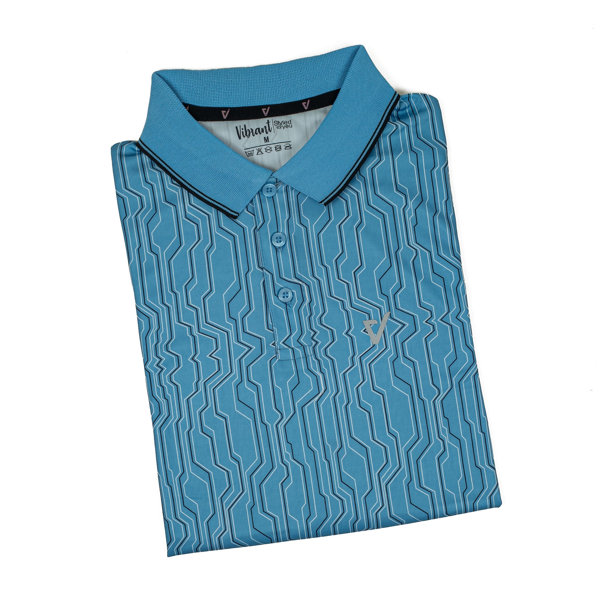 Vibrant Men's Blue Sublimation Printed Golf Polo Shirt – Max Cool Dry-Fit Sportswear for Ultimate Comfort