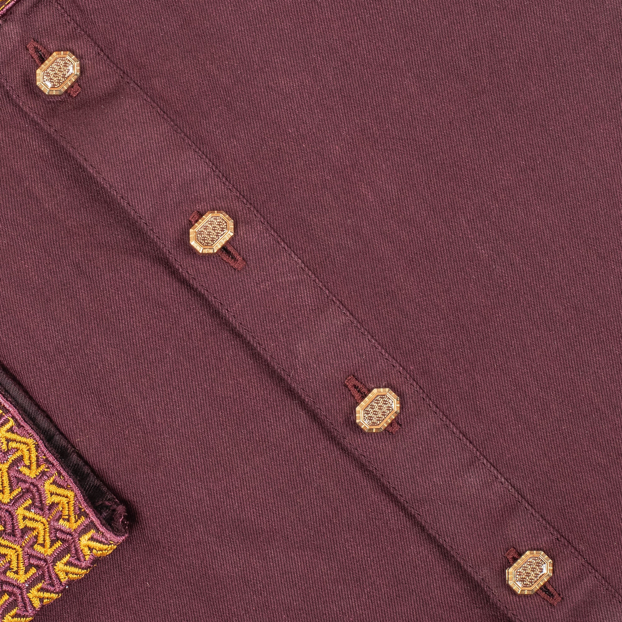 Vibrant Men's Maroon Cotton Panjabi – Elegant Embroidered Festive Wear