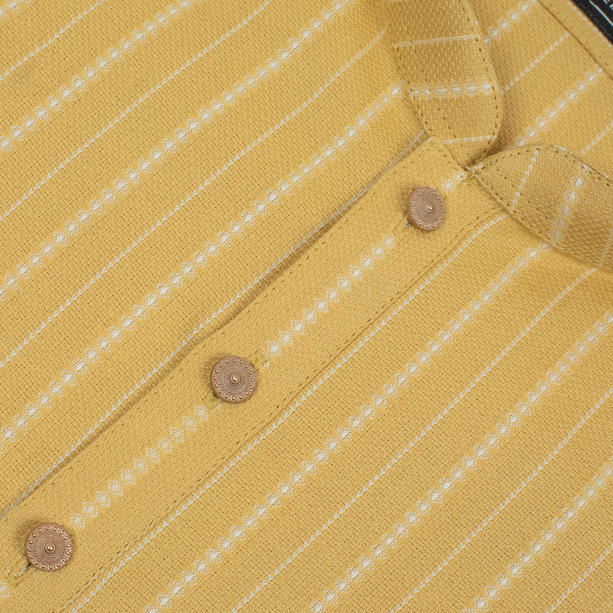 Vibrant Men's Yellow Cotton Panjabi - Striped Design for Festive & Casual Wear