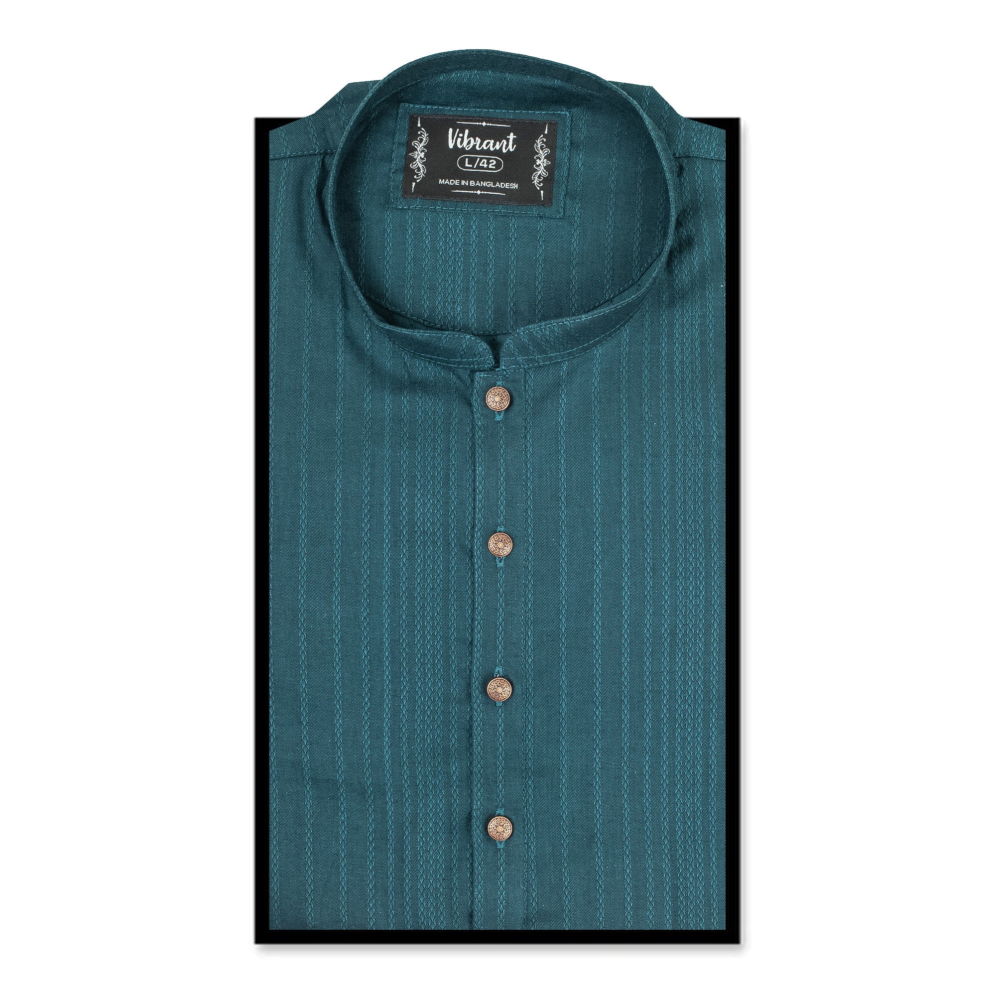 Vibrant Men's Teal Blue Cotton Panjabi – Elegant & Comfortable Traditional Wear