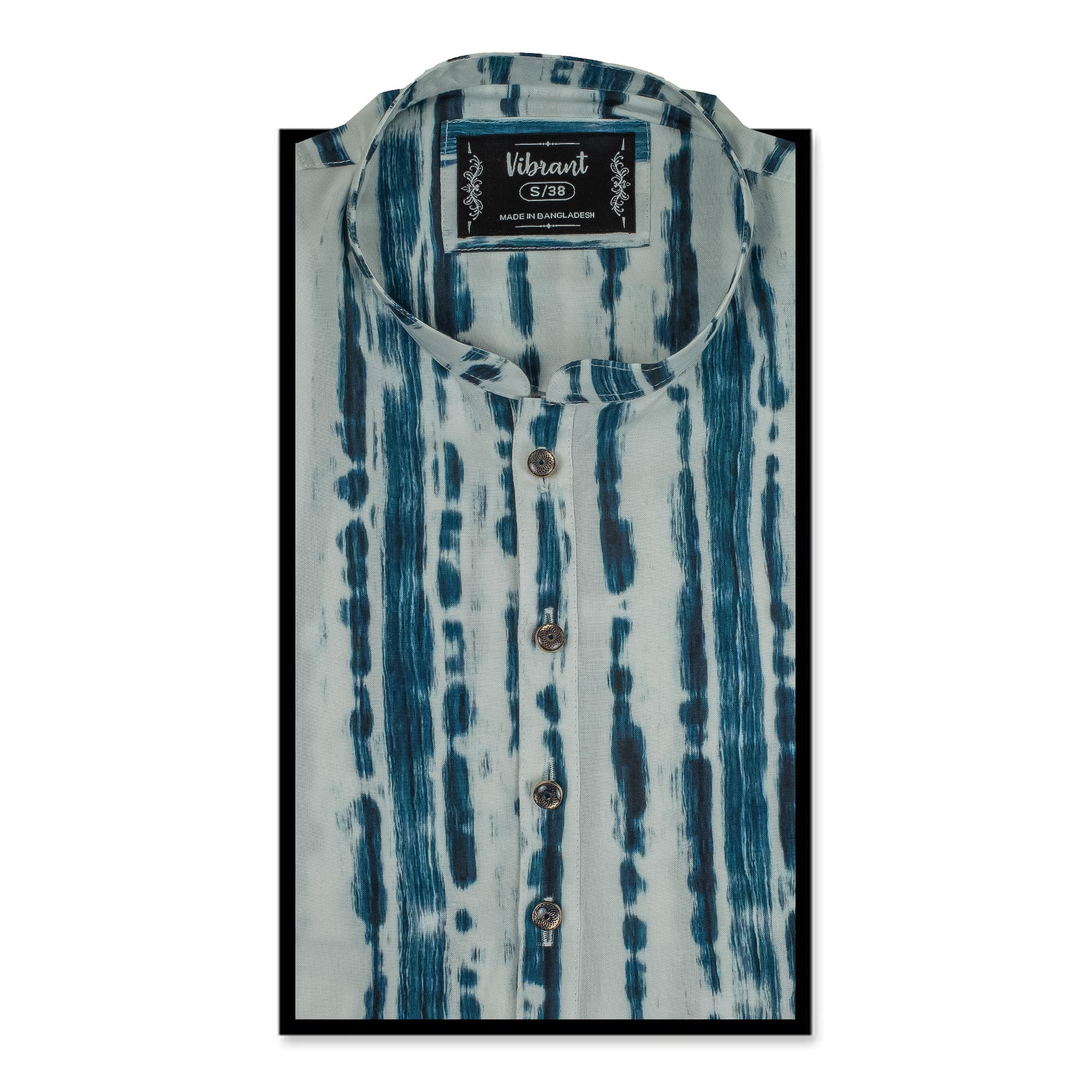 Vibrant Men's White & Blue Tie-Dye Cotton Panjabi – Stylish & Comfortable Ethnic Wear