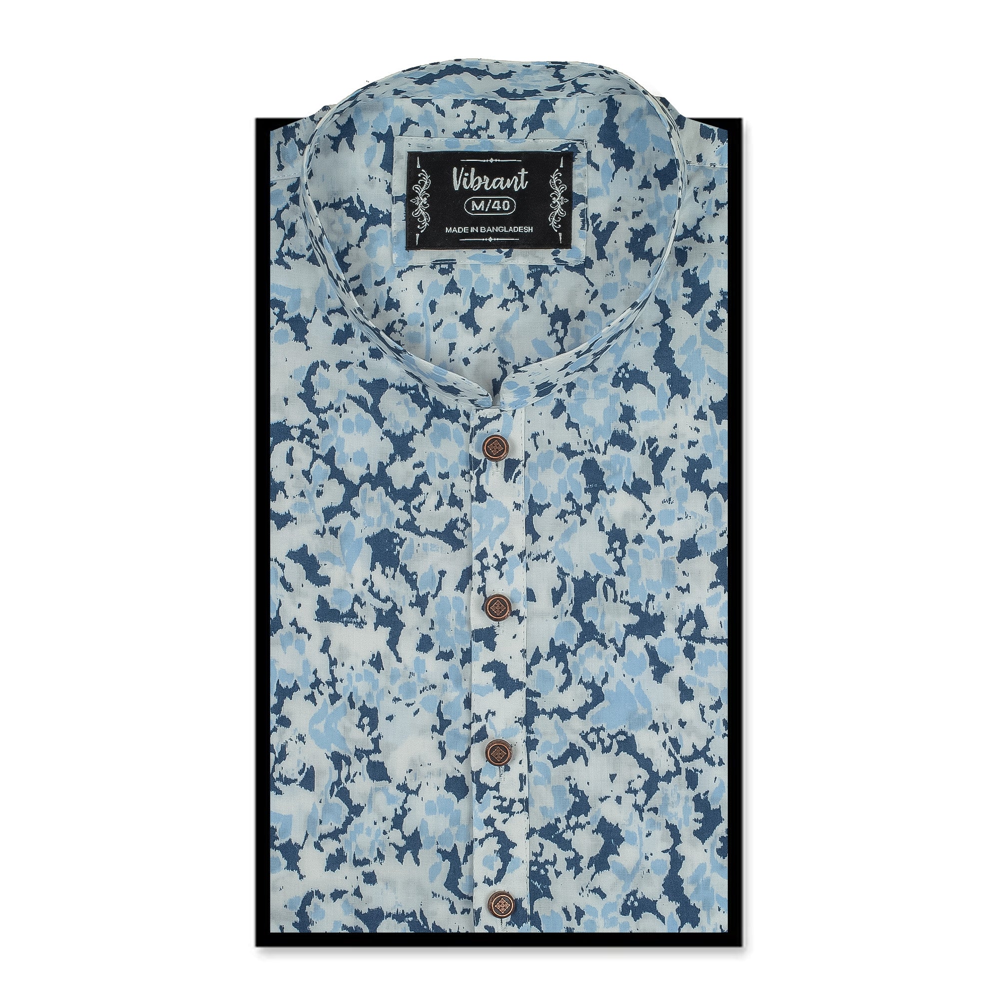 Vibrant Men's Blue Printed Cotton Panjabi – Stylish & Comfortable Ethnic Wear for Festive and Casual Occasions