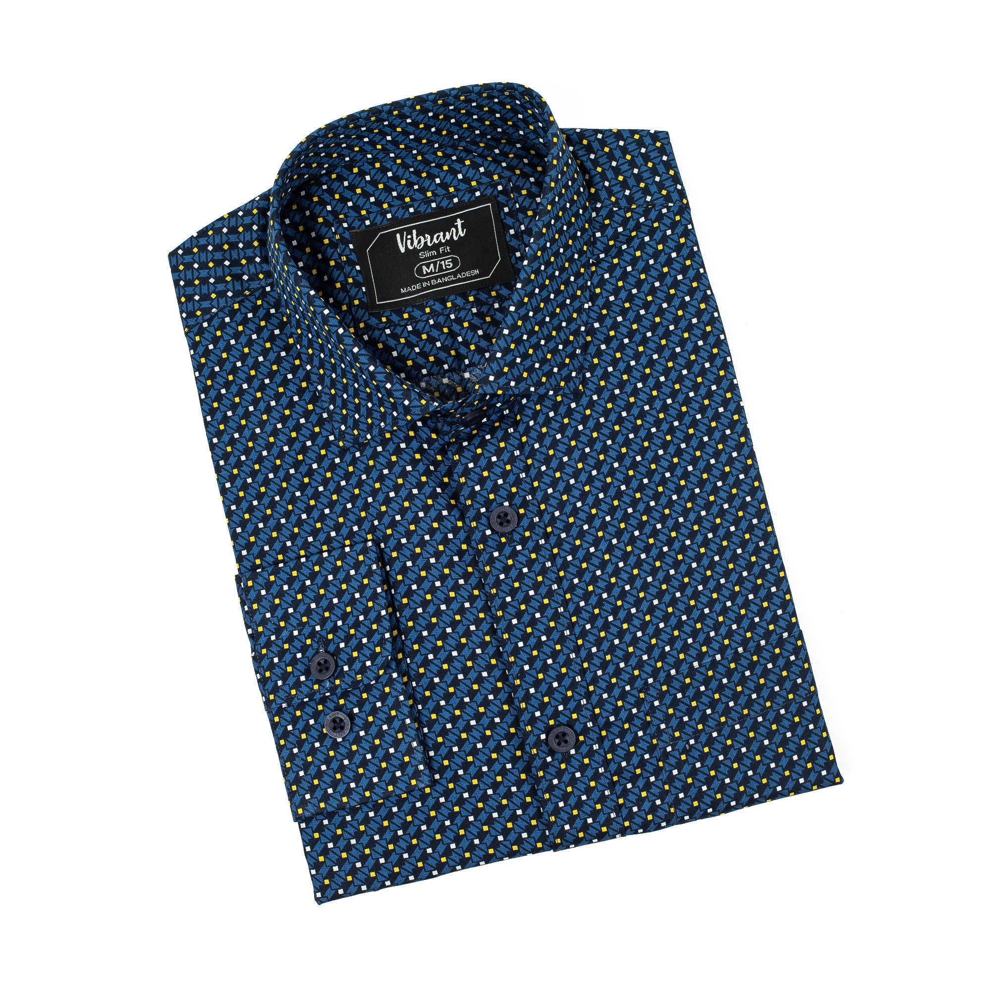 Men's Full Sleeve Cotton Printed Shirt in Navy Blue | Vibrant® Slim Fit Formal Casual Wear