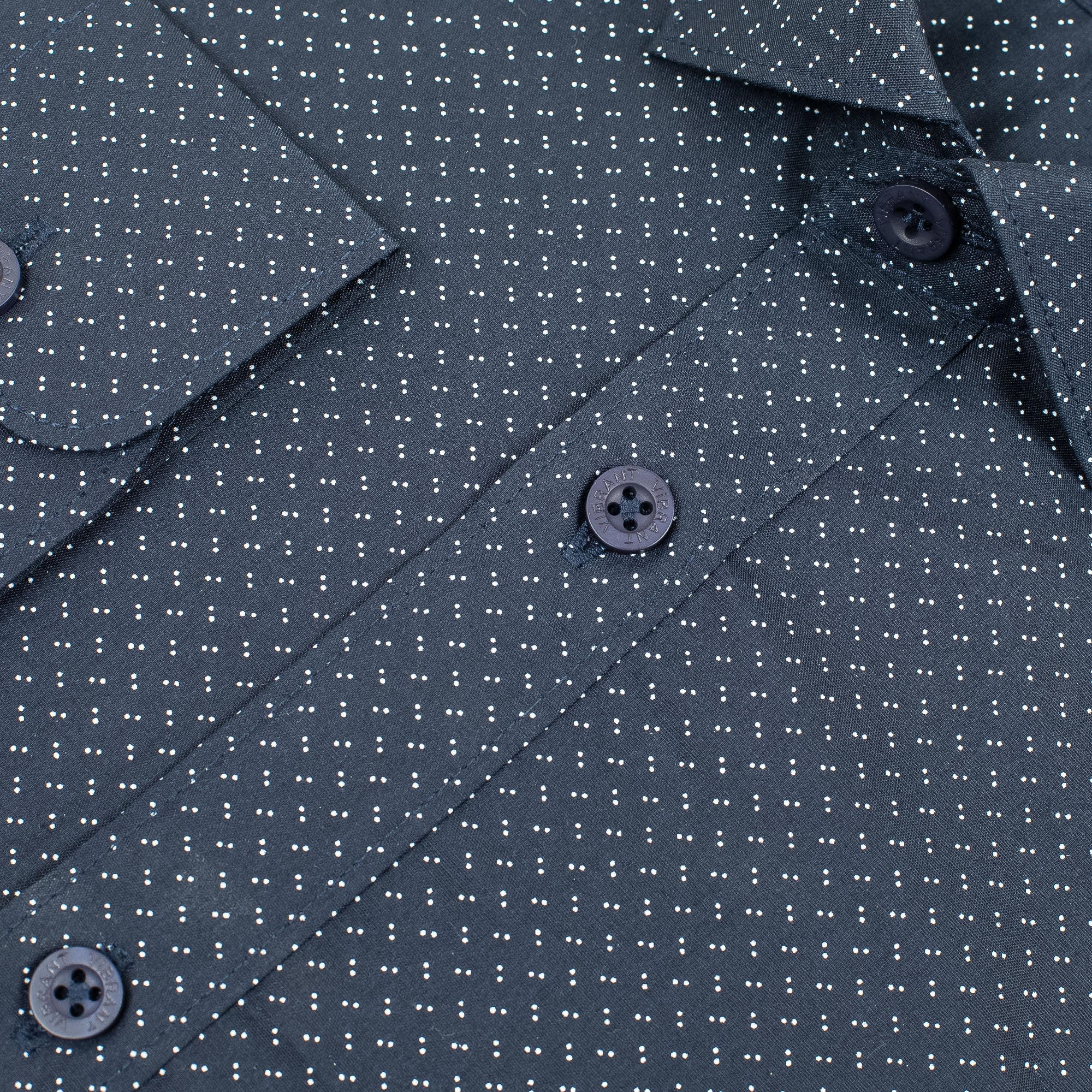 Men's Navy Cotton Full Sleeve Shirt | Vibrant® Slim Fit with Modern Micro Dot Print