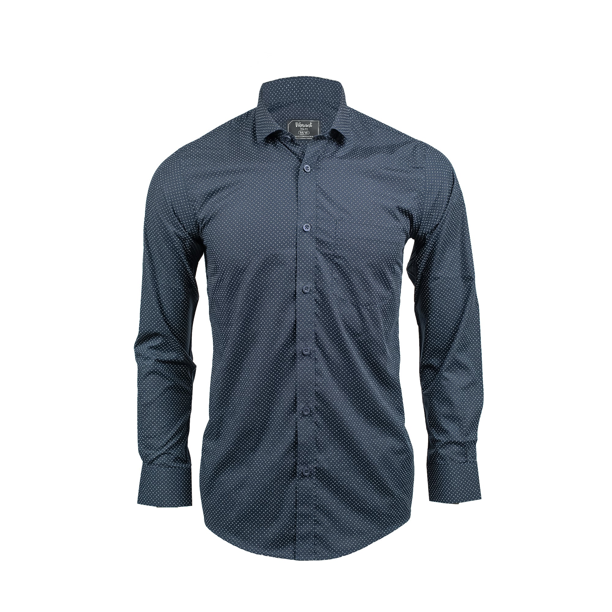 Men's Navy Cotton Full Sleeve Shirt | Vibrant® Slim Fit with Modern Micro Dot Print