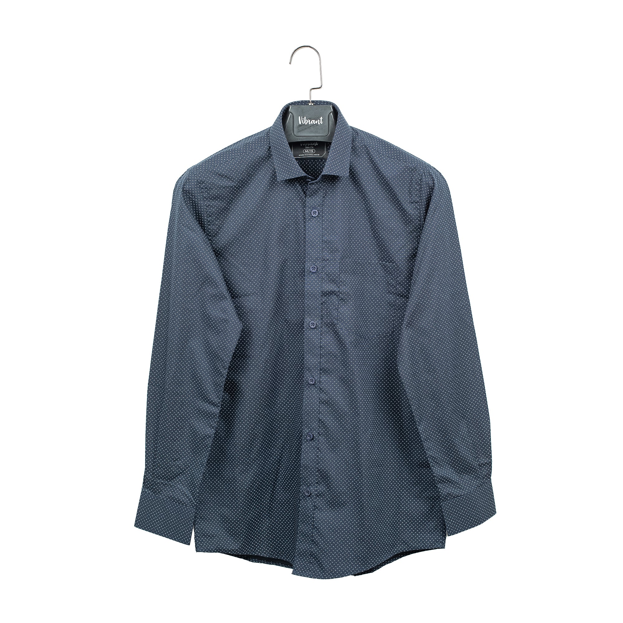 Men's Navy Cotton Full Sleeve Shirt | Vibrant® Slim Fit with Modern Micro Dot Print