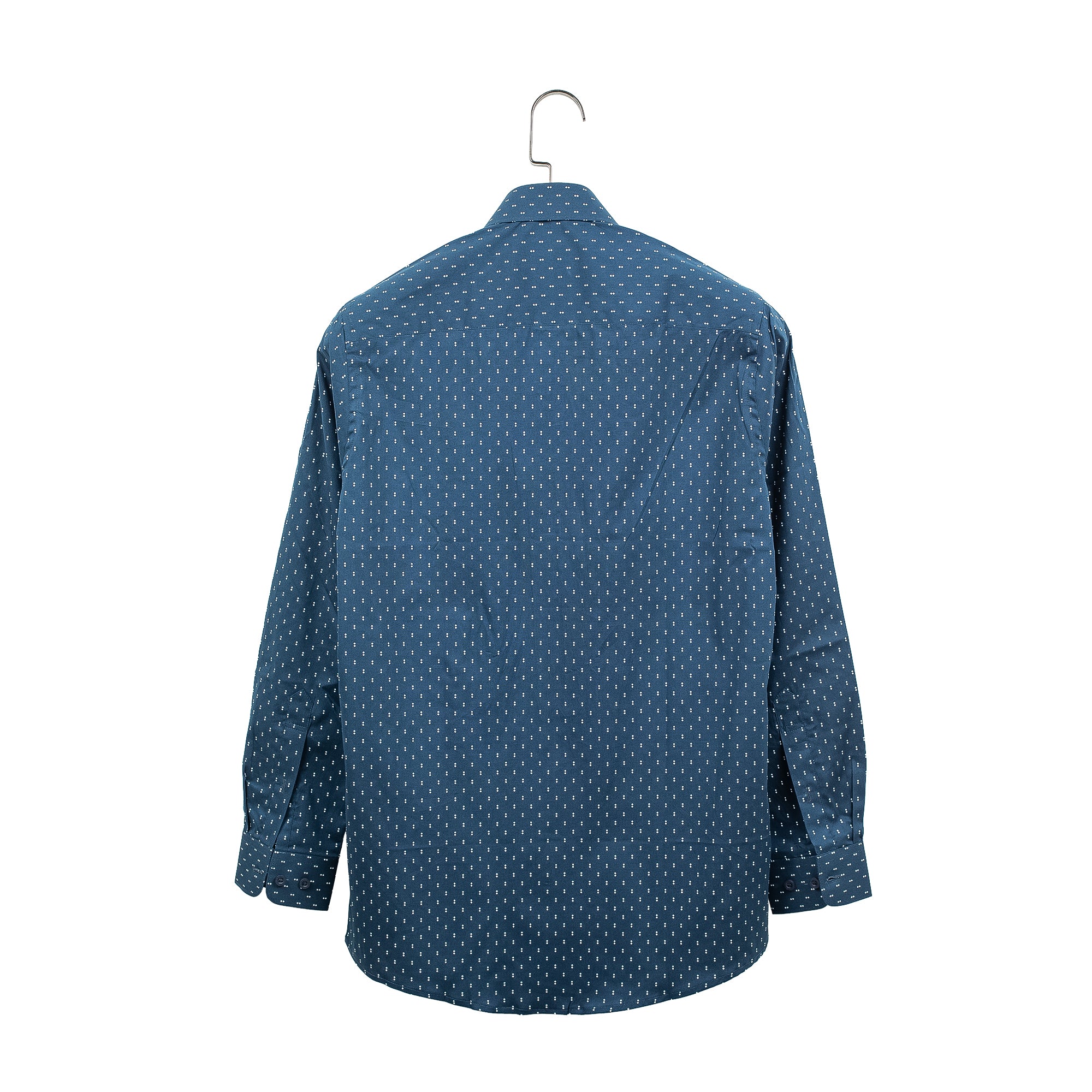 Men's Navy Blue Cotton Full Sleeve Shirt | Vibrant® Slim Fit with Subtle Dot Print Design