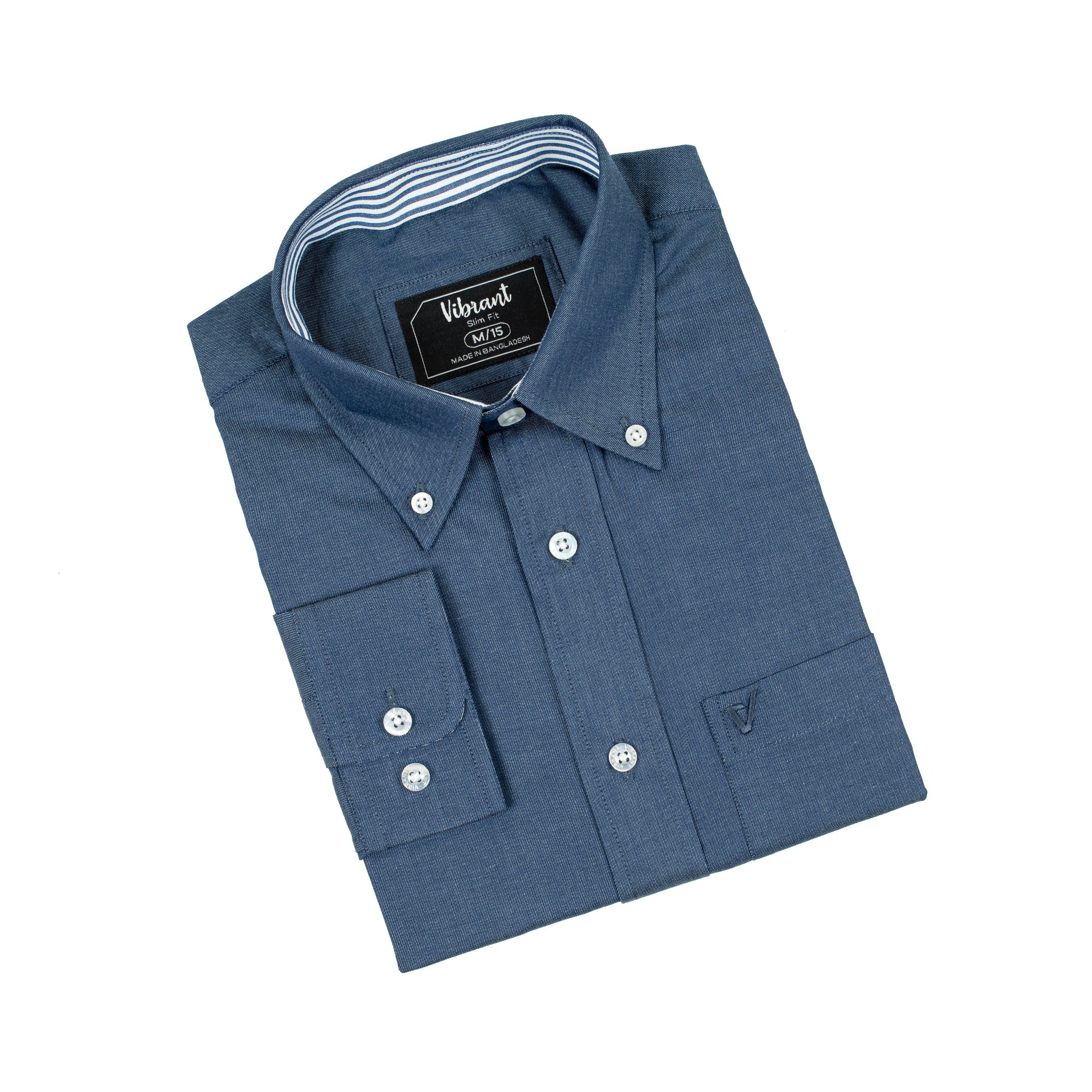 Men's Full Sleeve Cotton Shirt in Navy Blue | Vibrant® Slim Fit Casual Formal Wear