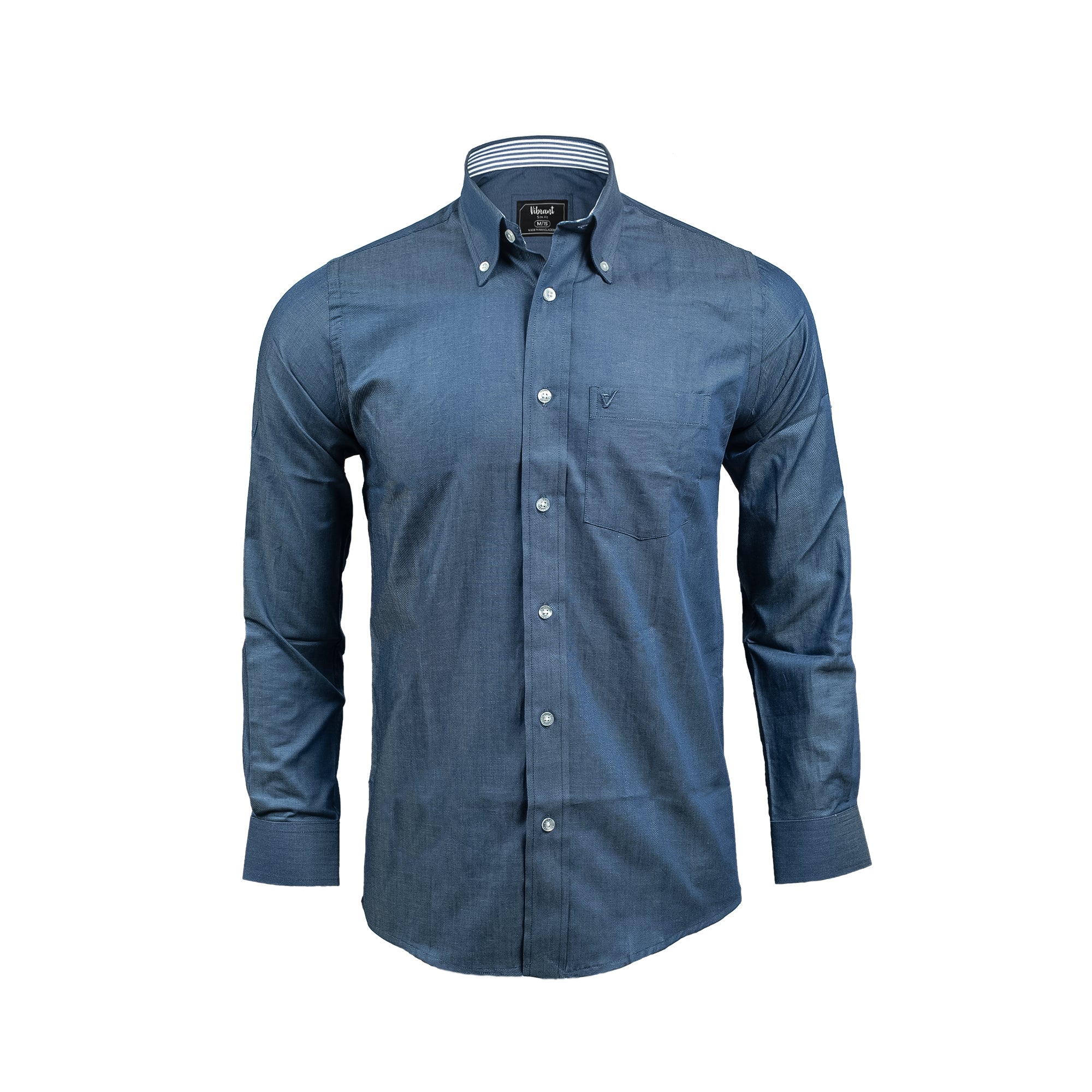 Men's Full Sleeve Cotton Shirt in Navy Blue | Vibrant® Slim Fit Casual Formal Wear