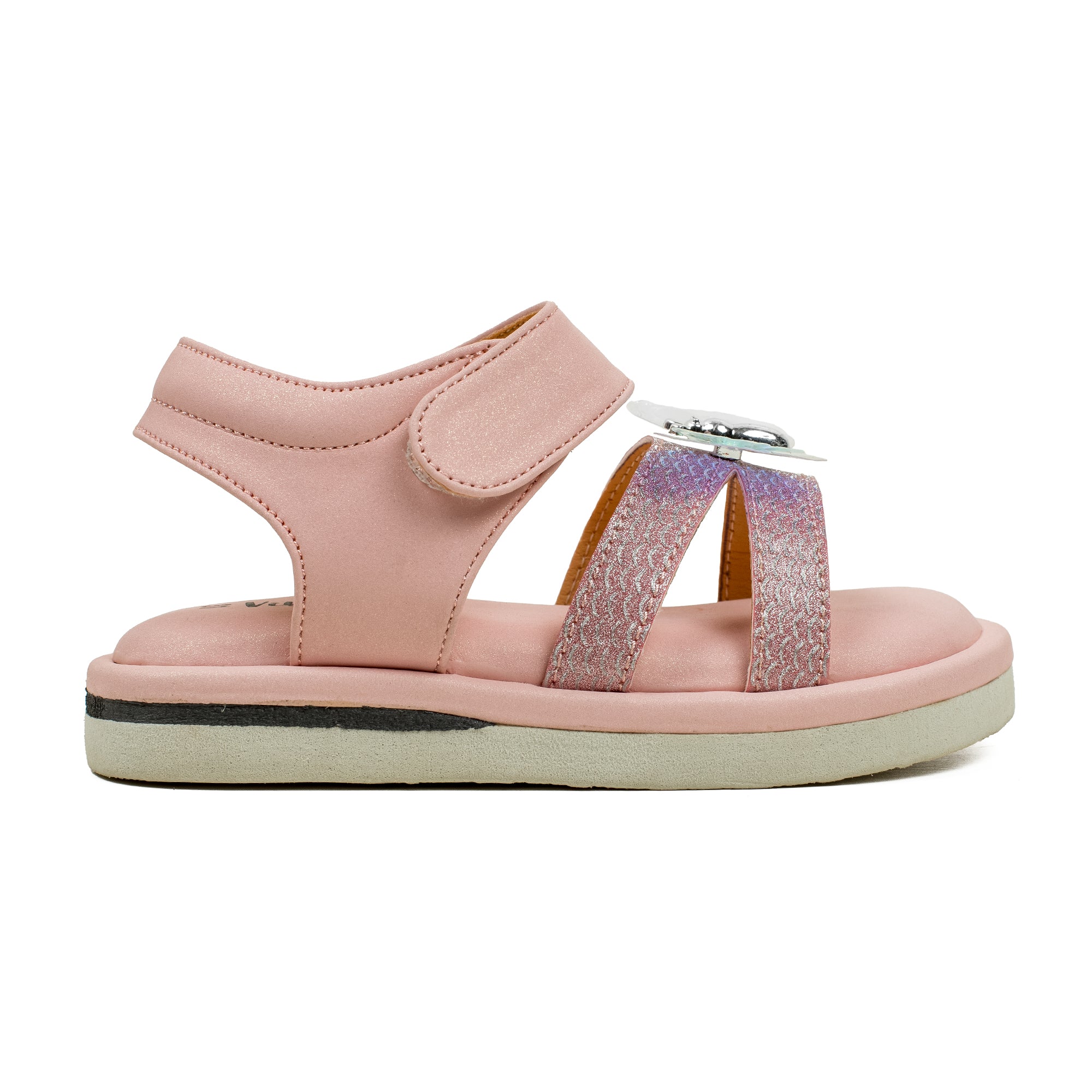 Vibrant Girls' Pink Butterfly Sandals – Stylish PU Upper Sandal with Cushioned Insole & EVA Sole