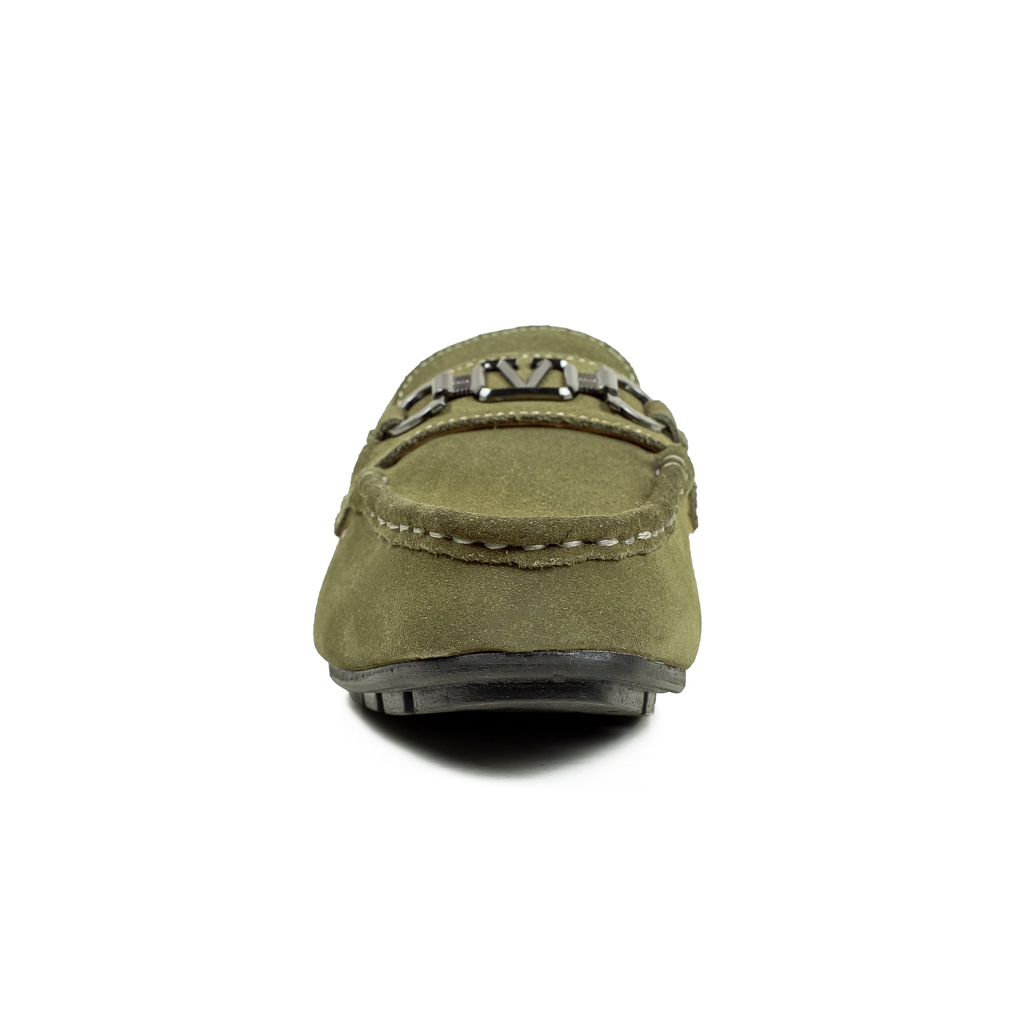 Vibrant Kids Olive Nubuck Leather Moccasin Shoes with Cushioned Insole and Durable TPR Outsole