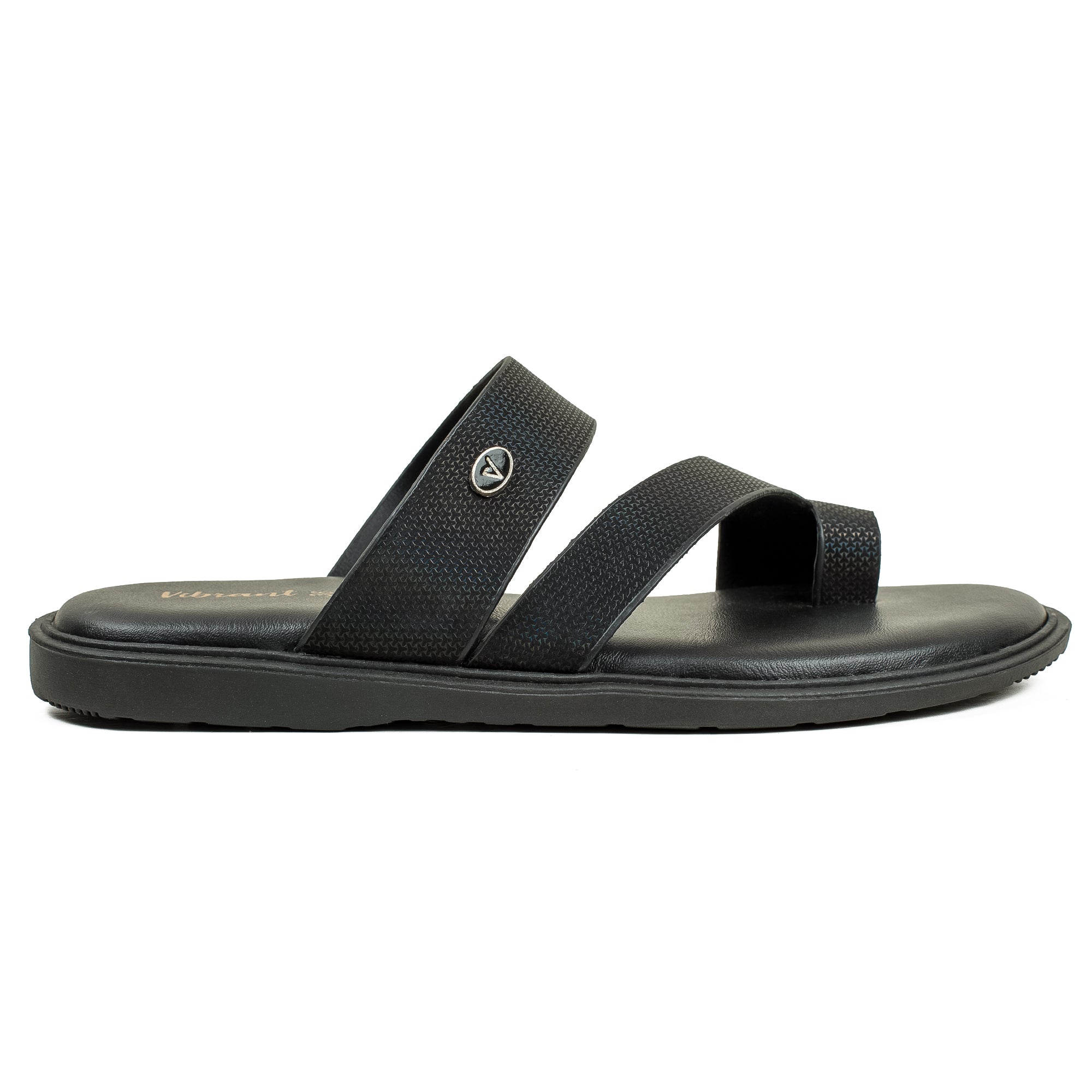 Vibrant Boys' Black Toe-Post Sandal – Stylish PU Leather Sandal with Soft Insole & TPR Sole