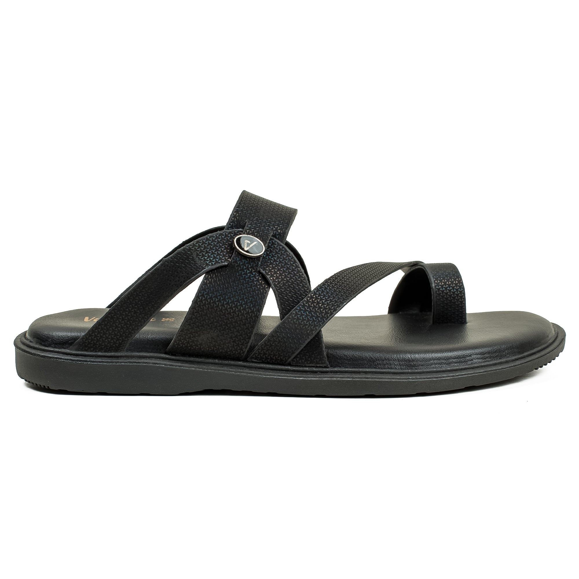 Vibrant Boys' Black Toe-Post Sandal – Stylish PU Leather Sandal with Soft Insole & TPR Sole