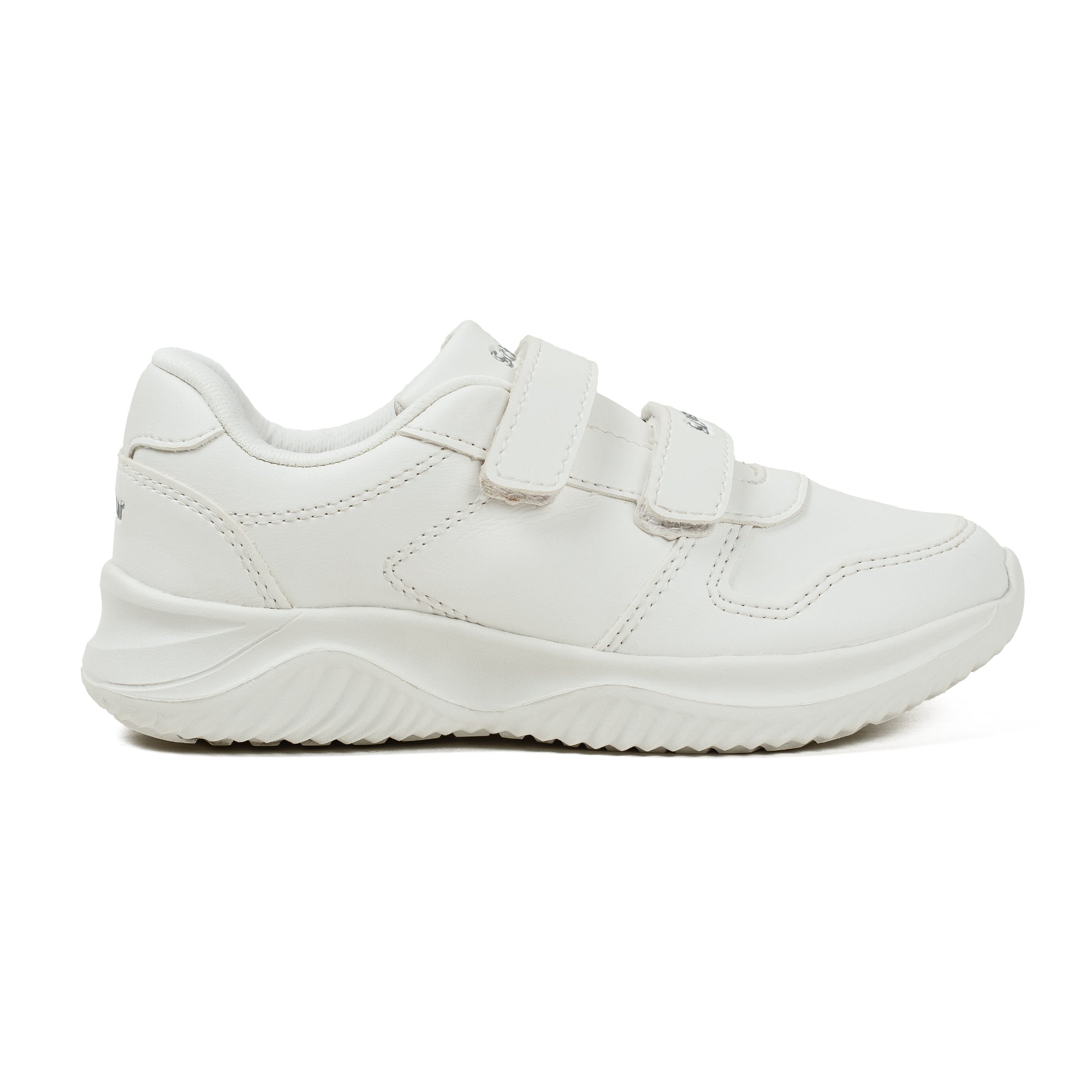 Kids' White Velcro School Sneakers | PU Upper with Phylon Outsole & Cushioned Insole