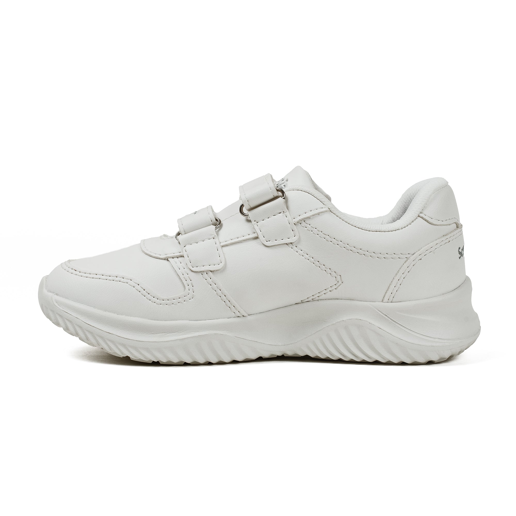 Kids' White Velcro School Sneakers | PU Upper with Phylon Outsole & Cushioned Insole