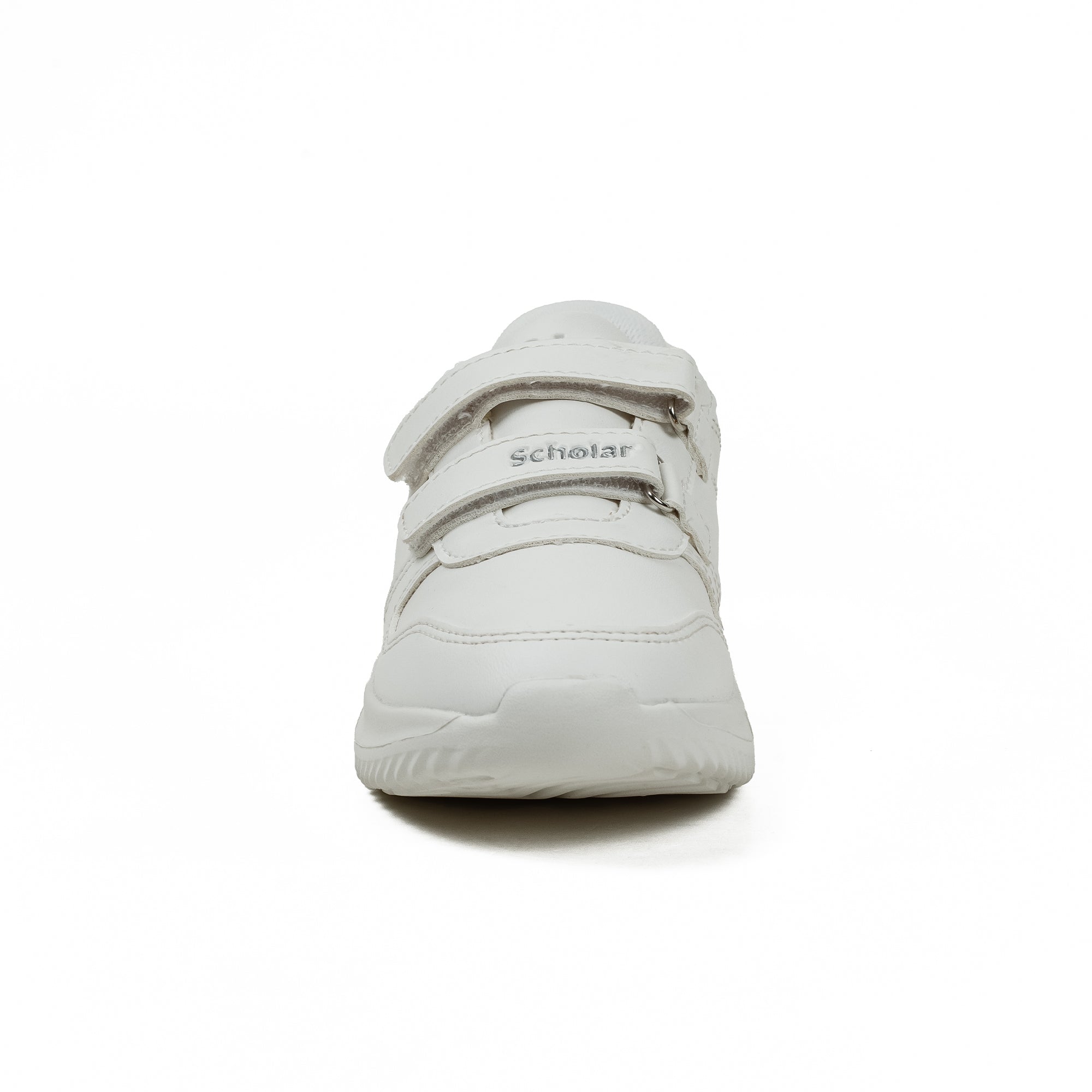 Kids' White Velcro School Sneakers | PU Upper with Phylon Outsole & Cushioned Insole