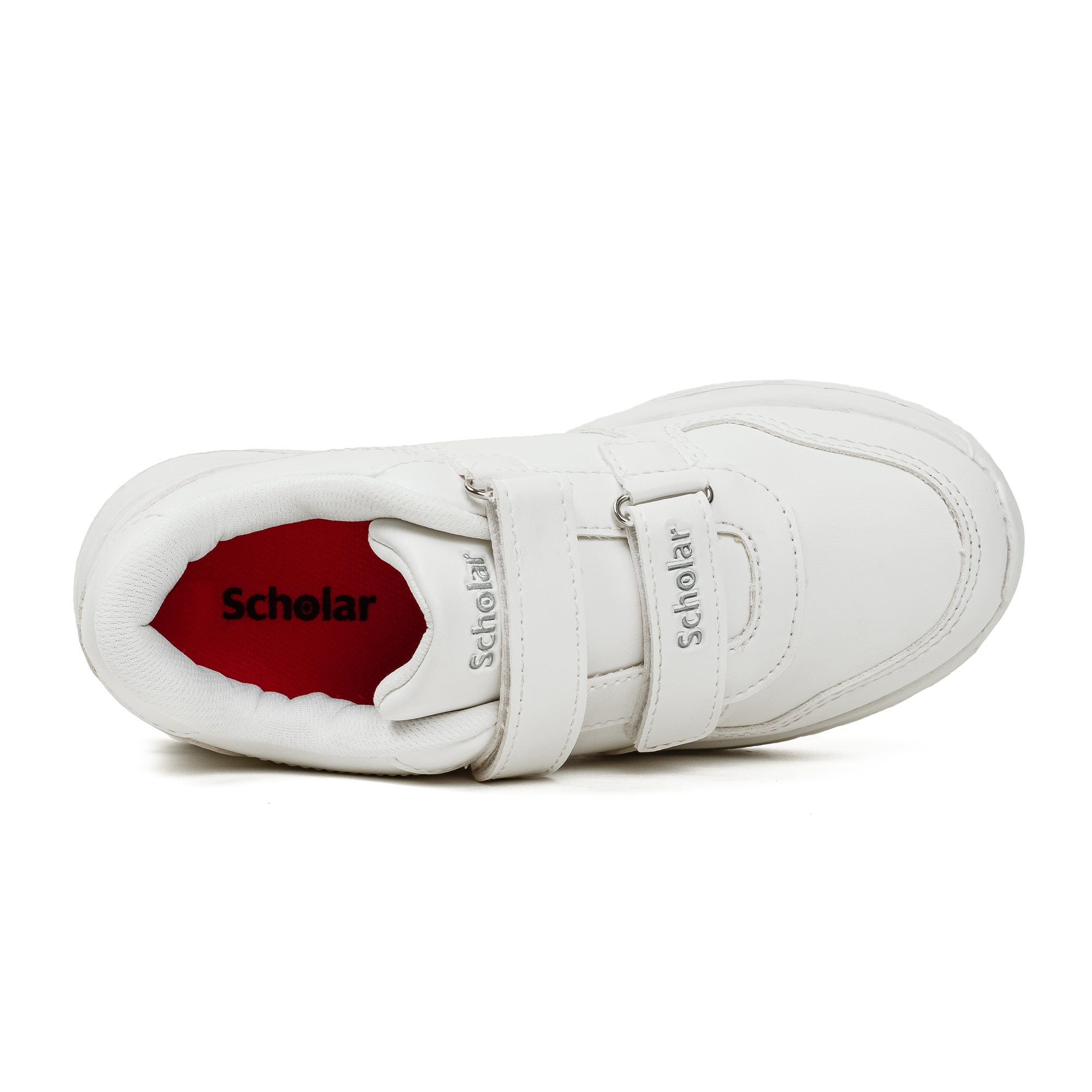 Kids' White Velcro School Sneakers | PU Upper with Phylon Outsole & Cushioned Insole