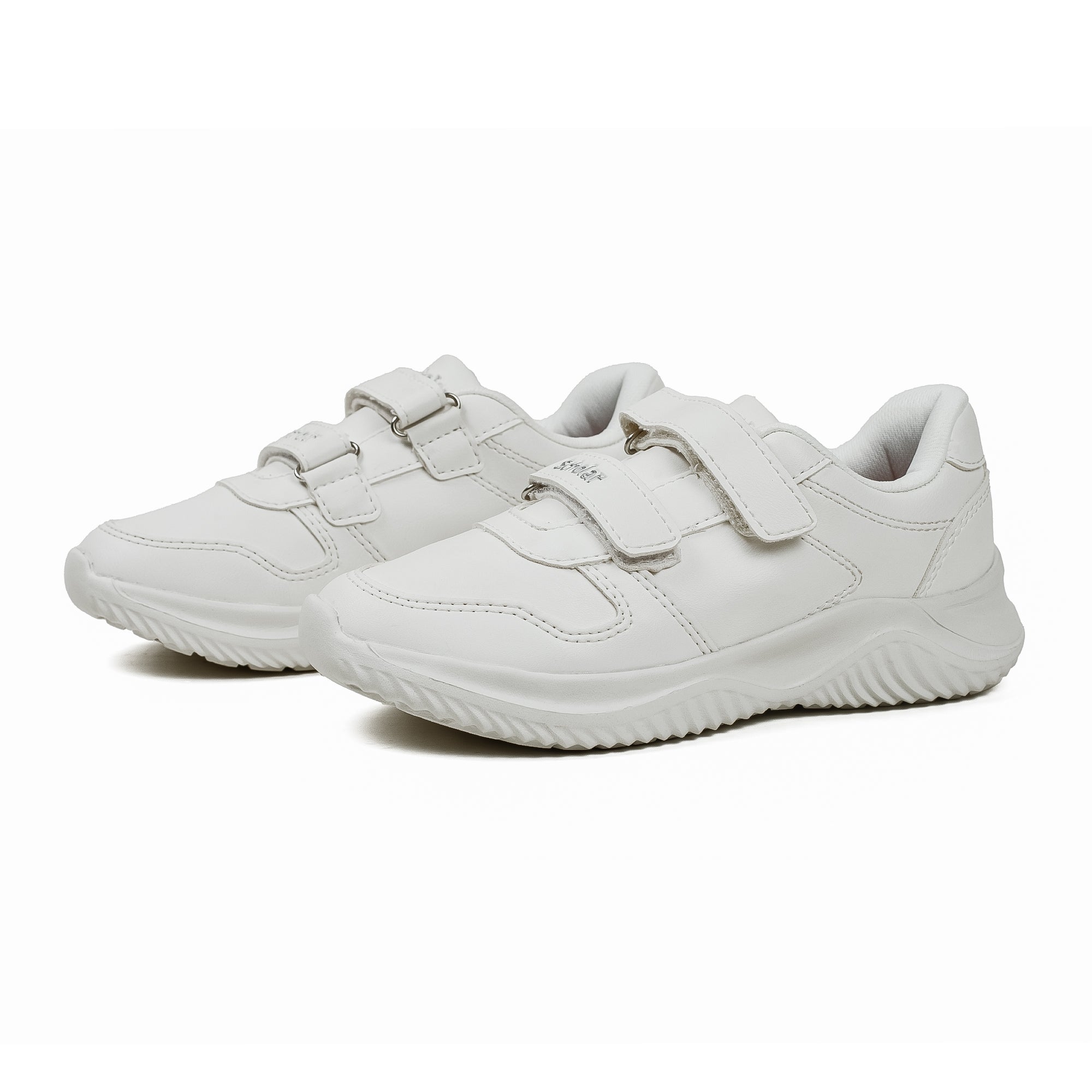 Kids' White Velcro School Sneakers | PU Upper with Phylon Outsole & Cushioned Insole