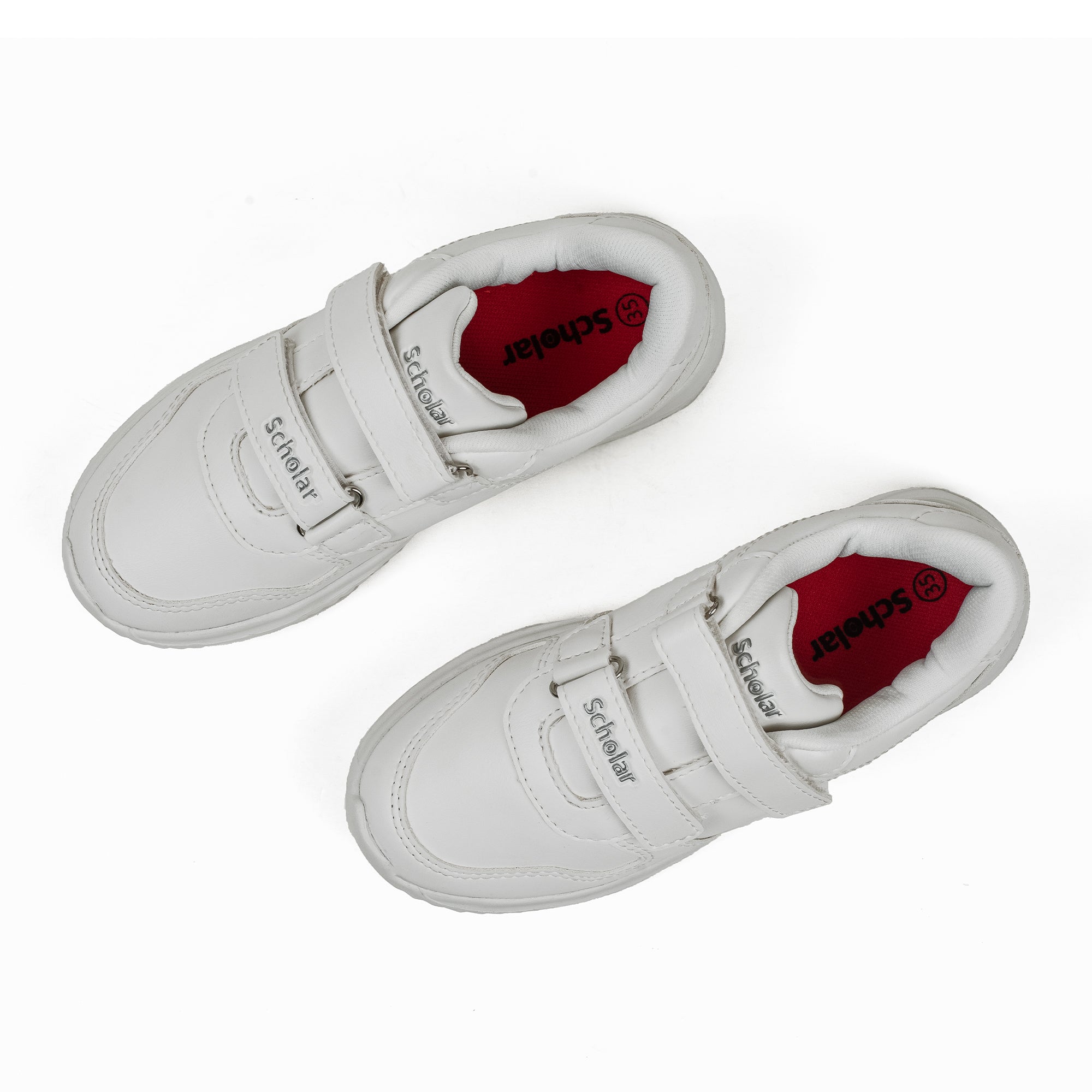 Kids' White Velcro School Sneakers | PU Upper with Phylon Outsole & Cushioned Insole