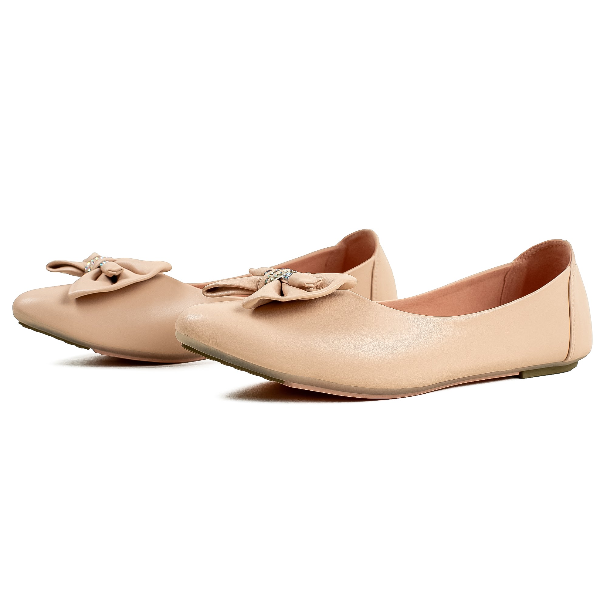 Vibrant Beige Ballerina Flats for Women – PU Leather, Cushioned Comfort & Trendy Design