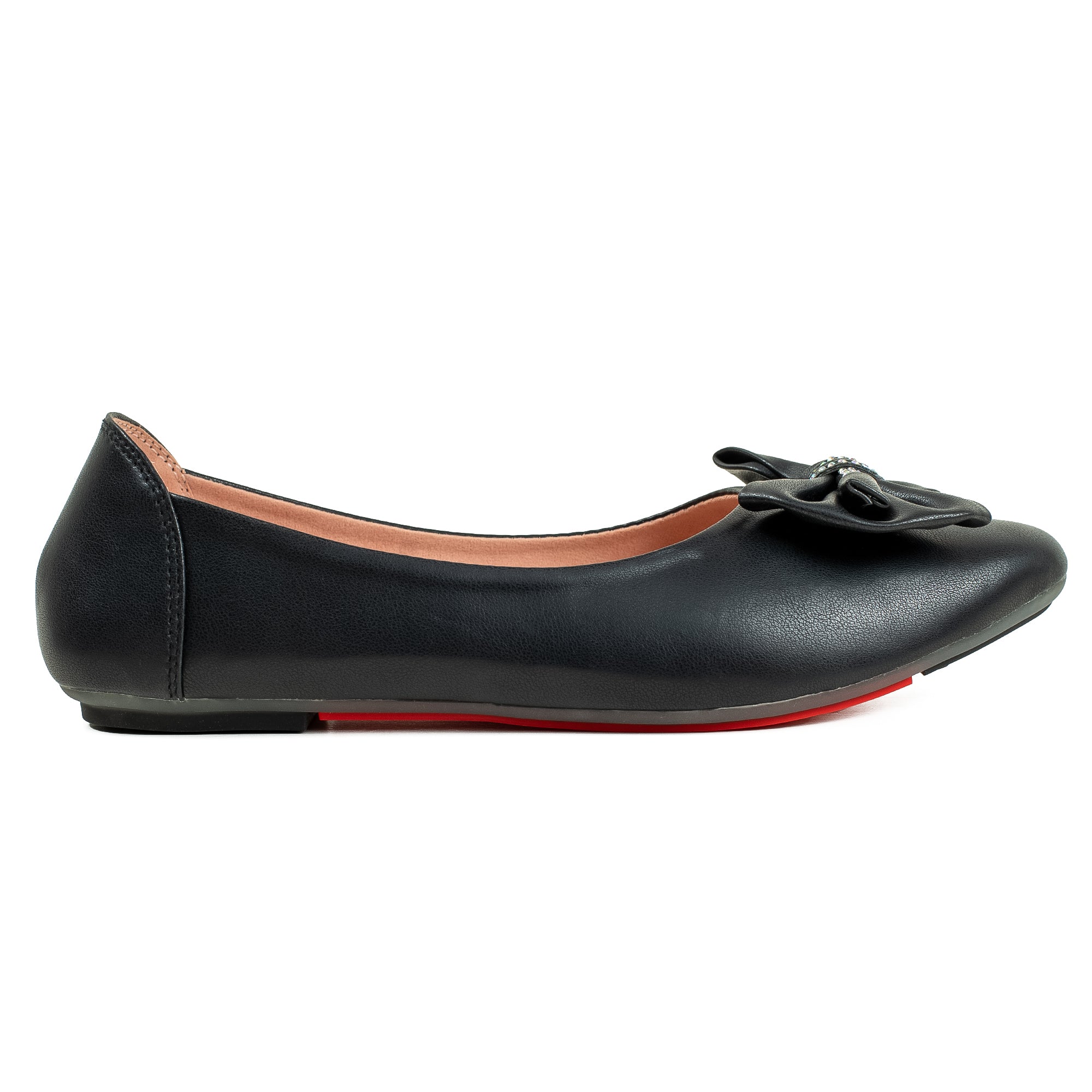 Vibrant Black Ballerina Flats for Women – PU Leather, Cushioned Comfort & Trendy Design