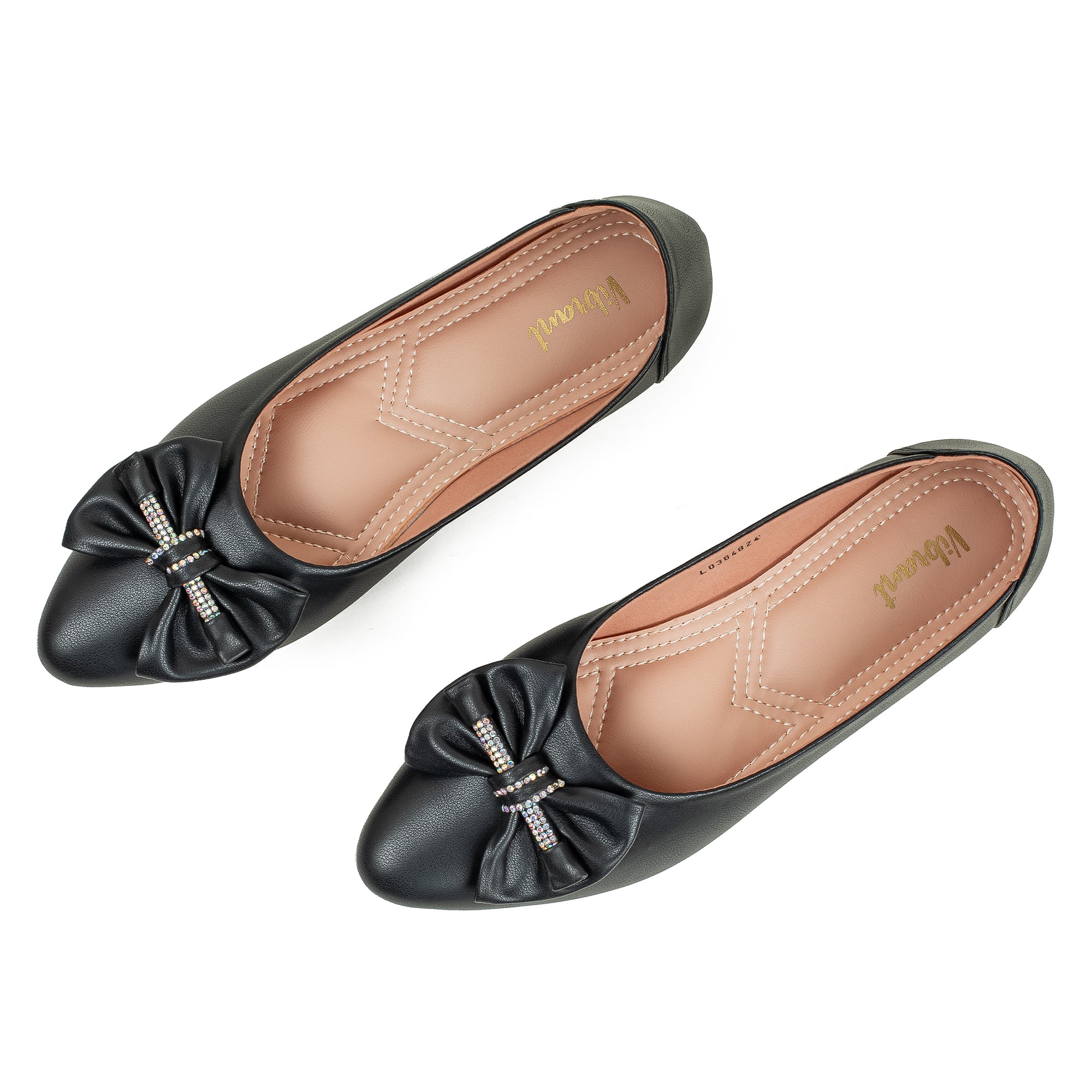 Vibrant Black Ballerina Flats for Women – PU Leather, Cushioned Comfort & Trendy Design