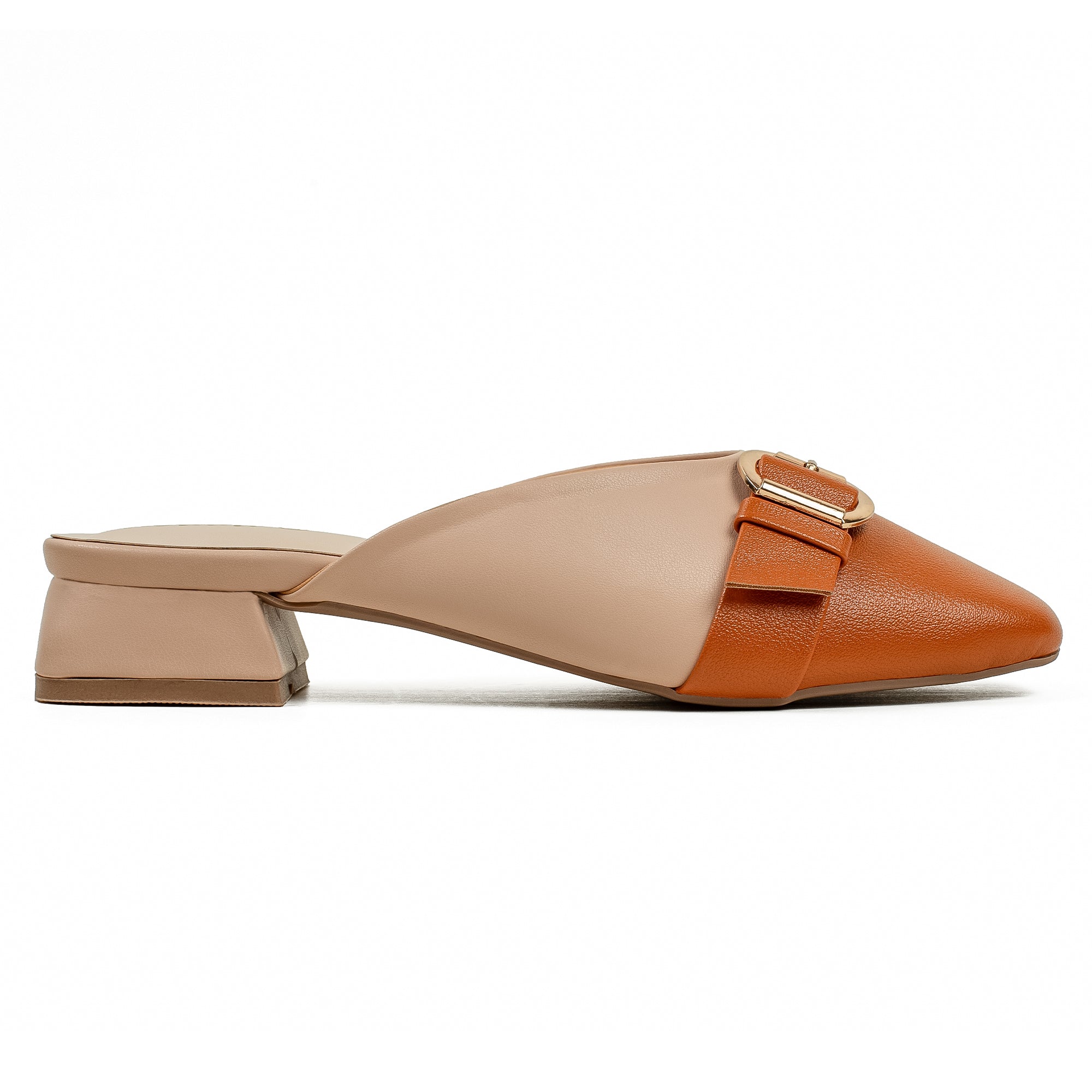 Vibrant Ladies Beige & Tan PU Block Heel Shoes with Cushioned Insole - Modern and Comfortable