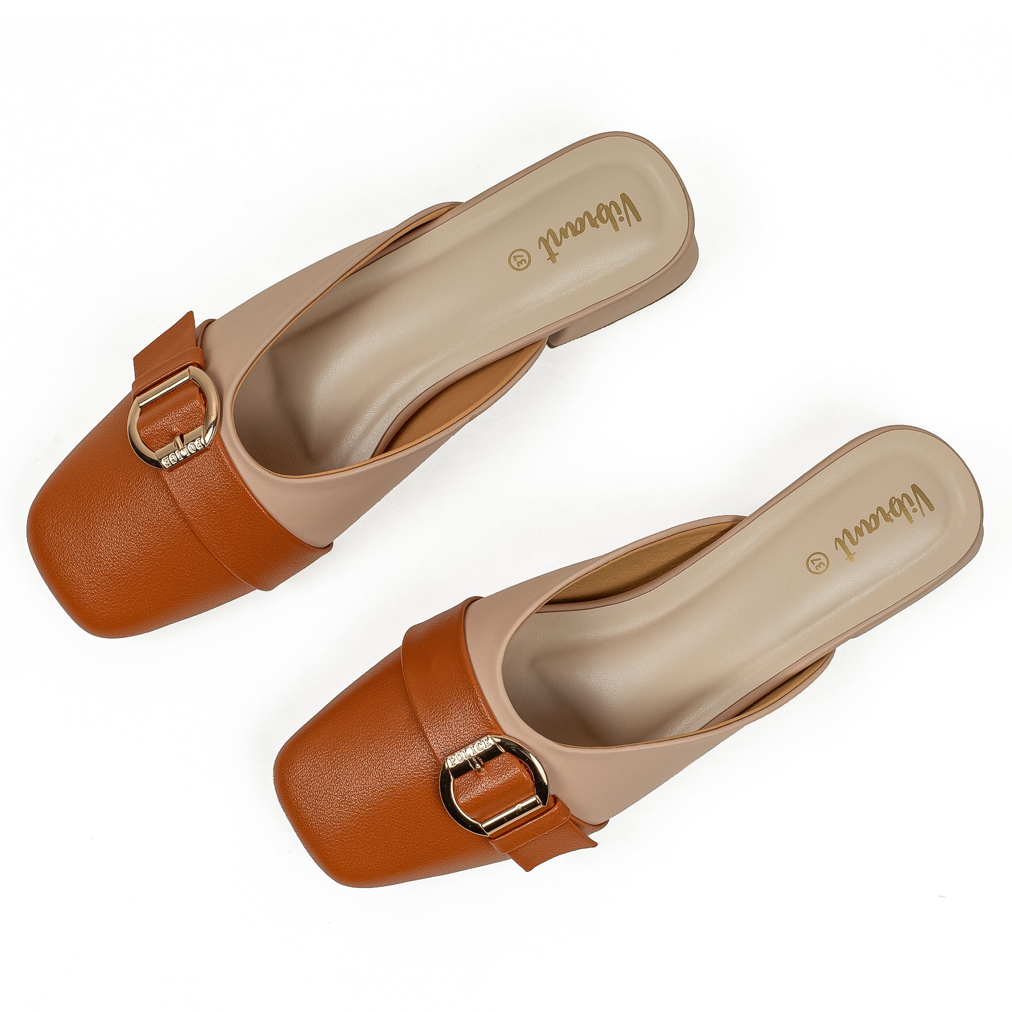 Vibrant Ladies Beige & Tan PU Block Heel Shoes with Cushioned Insole - Modern and Comfortable