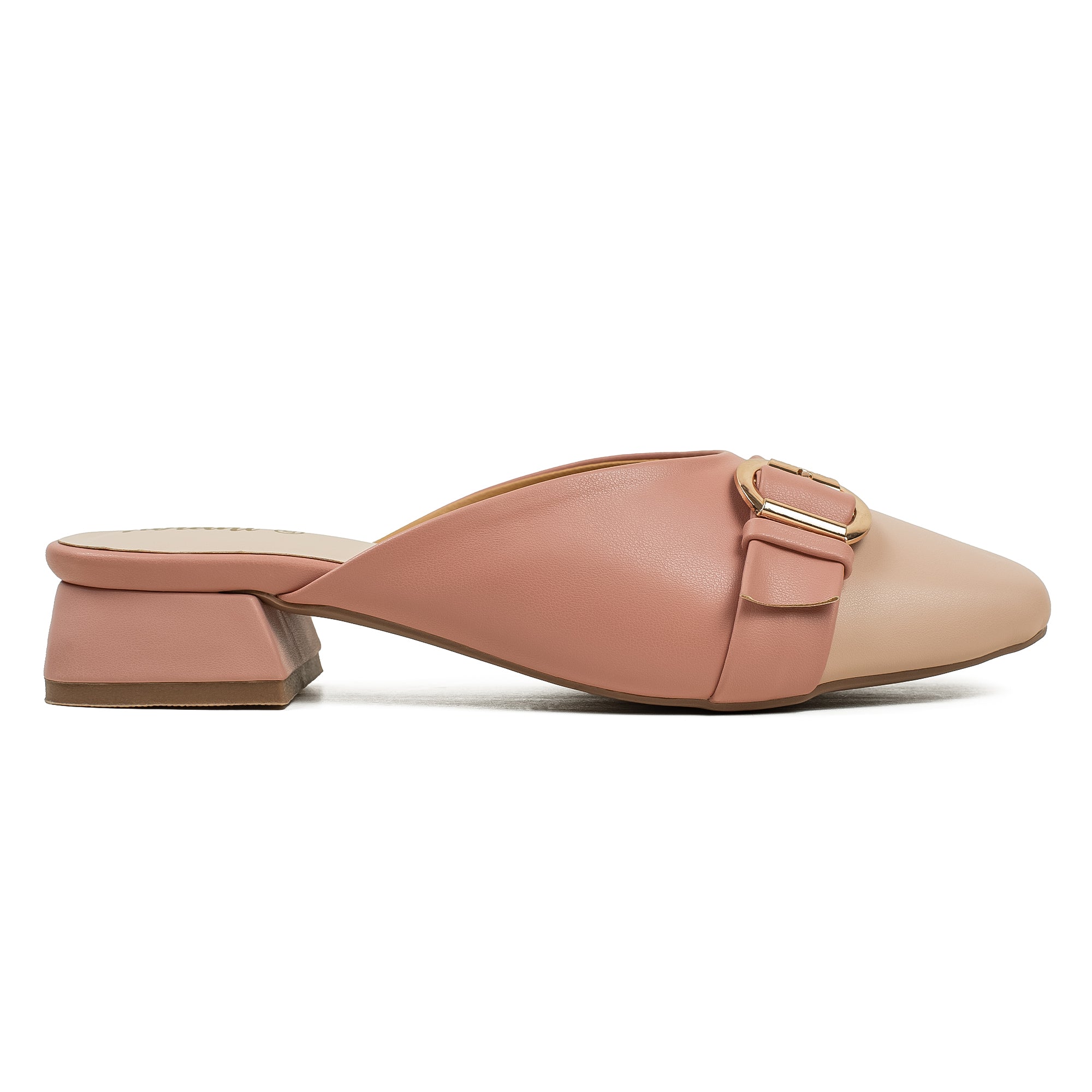 Vibrant Ladies Pink & Beige PU Block Heel Shoes with Cushioned Insole - Elegant and Comfortable