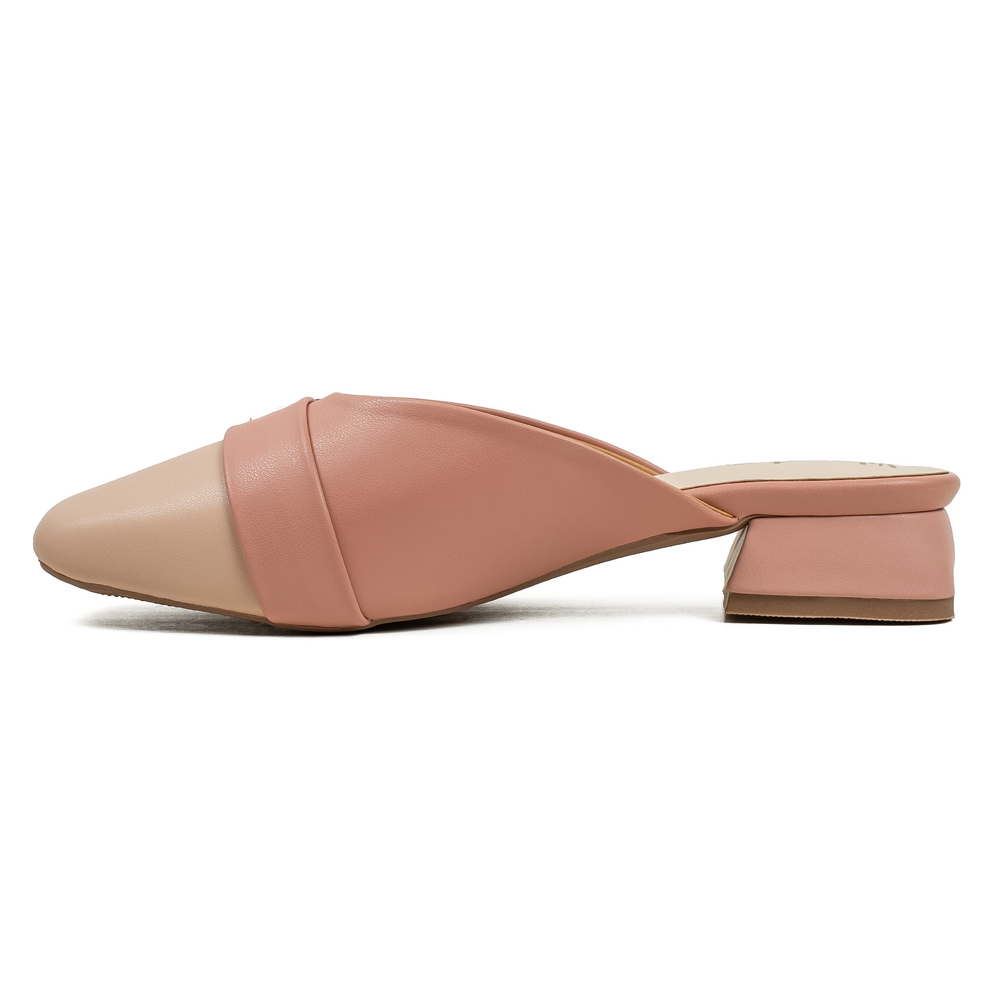 Vibrant Ladies Pink & Beige PU Block Heel Shoes with Cushioned Insole - Elegant and Comfortable