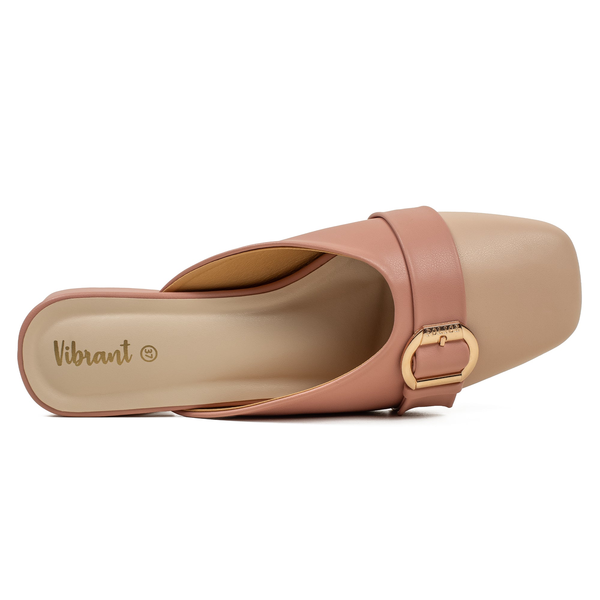 Vibrant Ladies Pink & Beige PU Block Heel Shoes with Cushioned Insole - Elegant and Comfortable