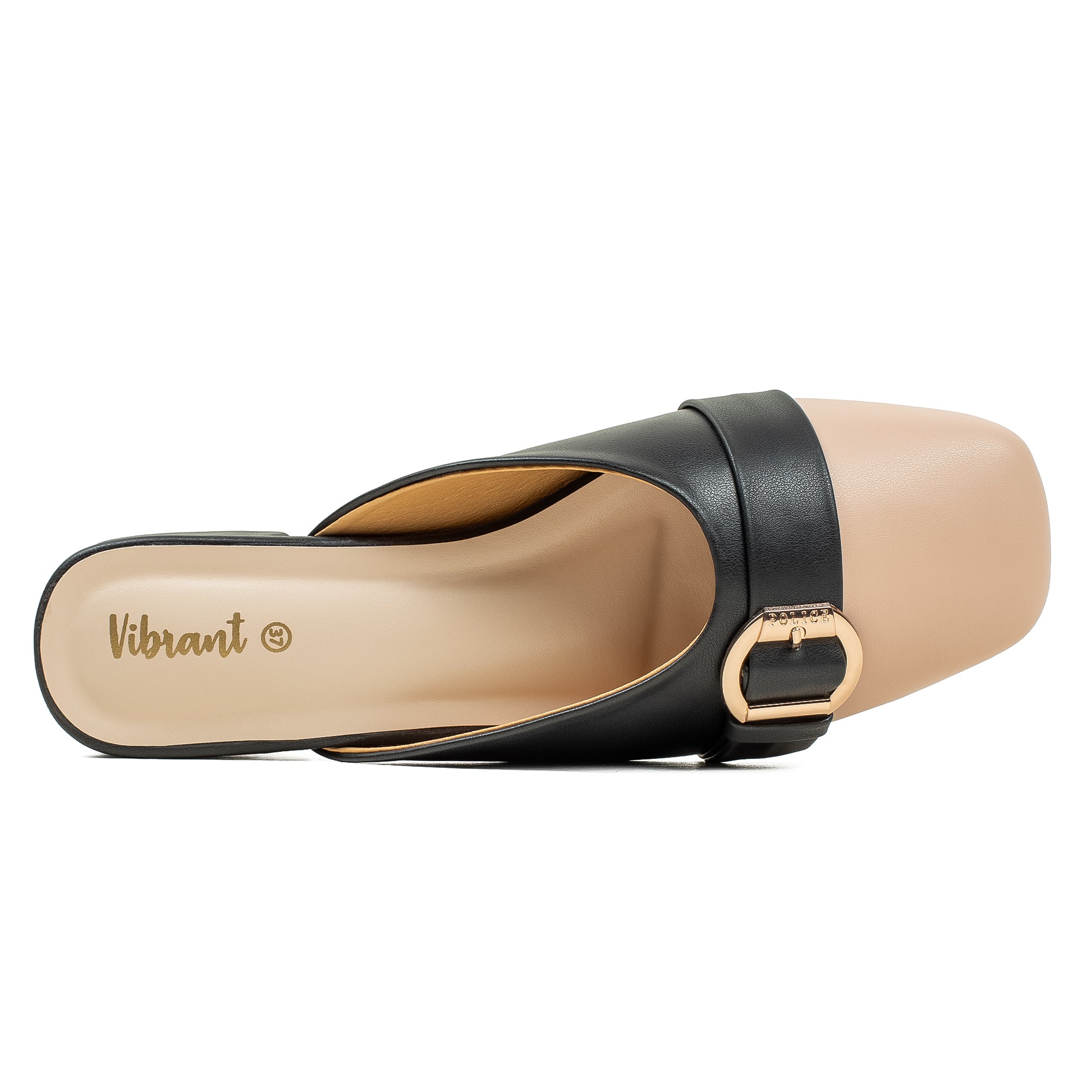 Vibrant Ladies Black & Beige PU Block Heel Shoes with Cushioned Insole - Elegant and Comfortable