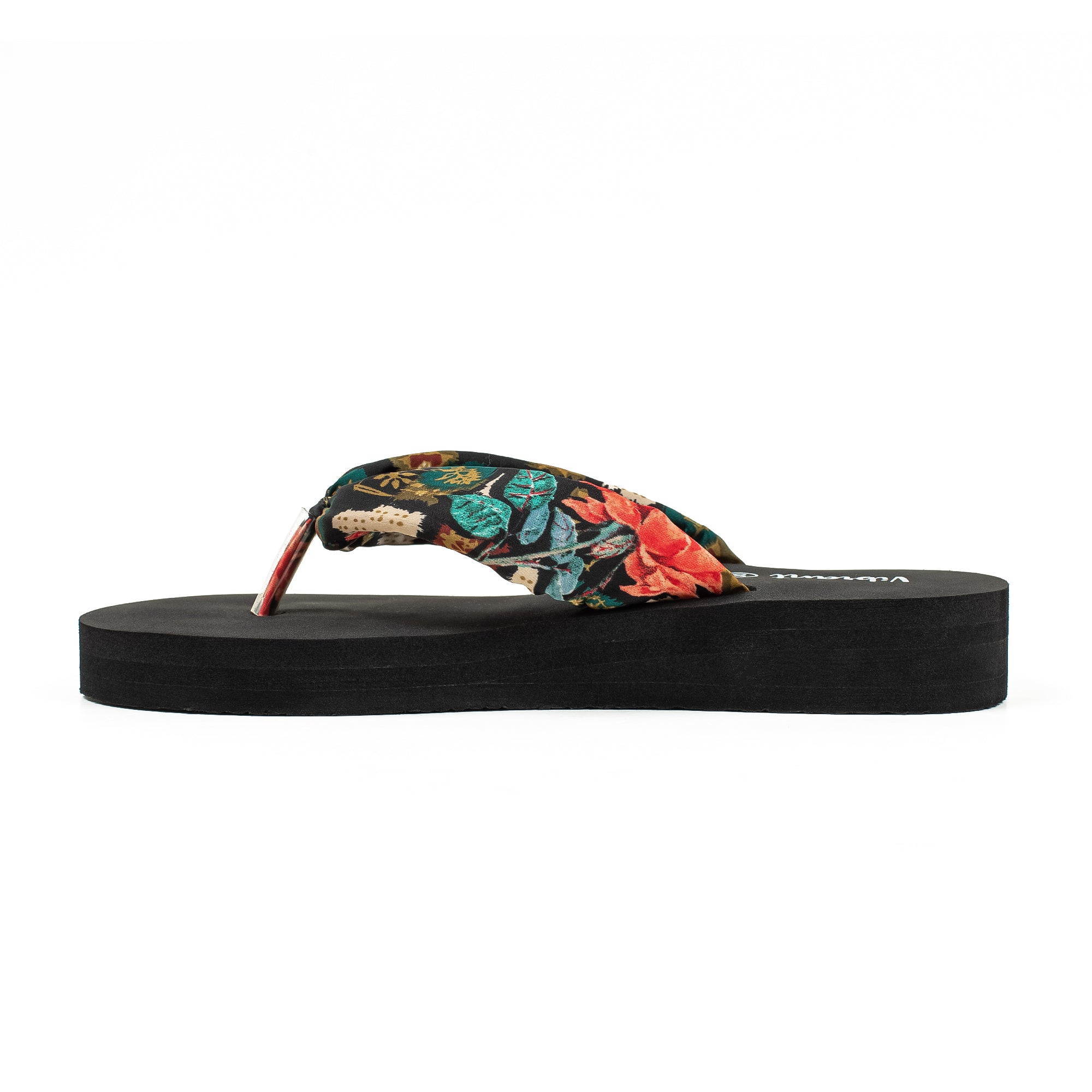 Women's Floral Wedge Heel Flip-Flop Sandal | Vibrant® Lightweight PVC Sole with PU/Fabric Upper