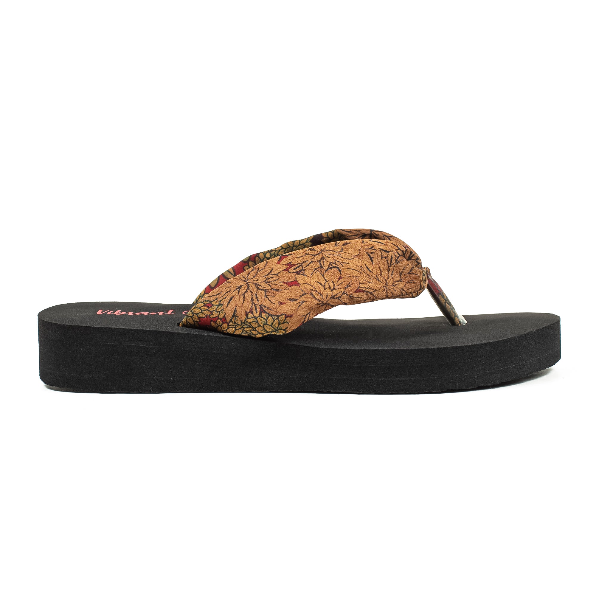 Women's Floral Wedge Heel Flip-Flop Sandal | Vibrant® Lightweight PVC Sole with PU/Fabric Upper