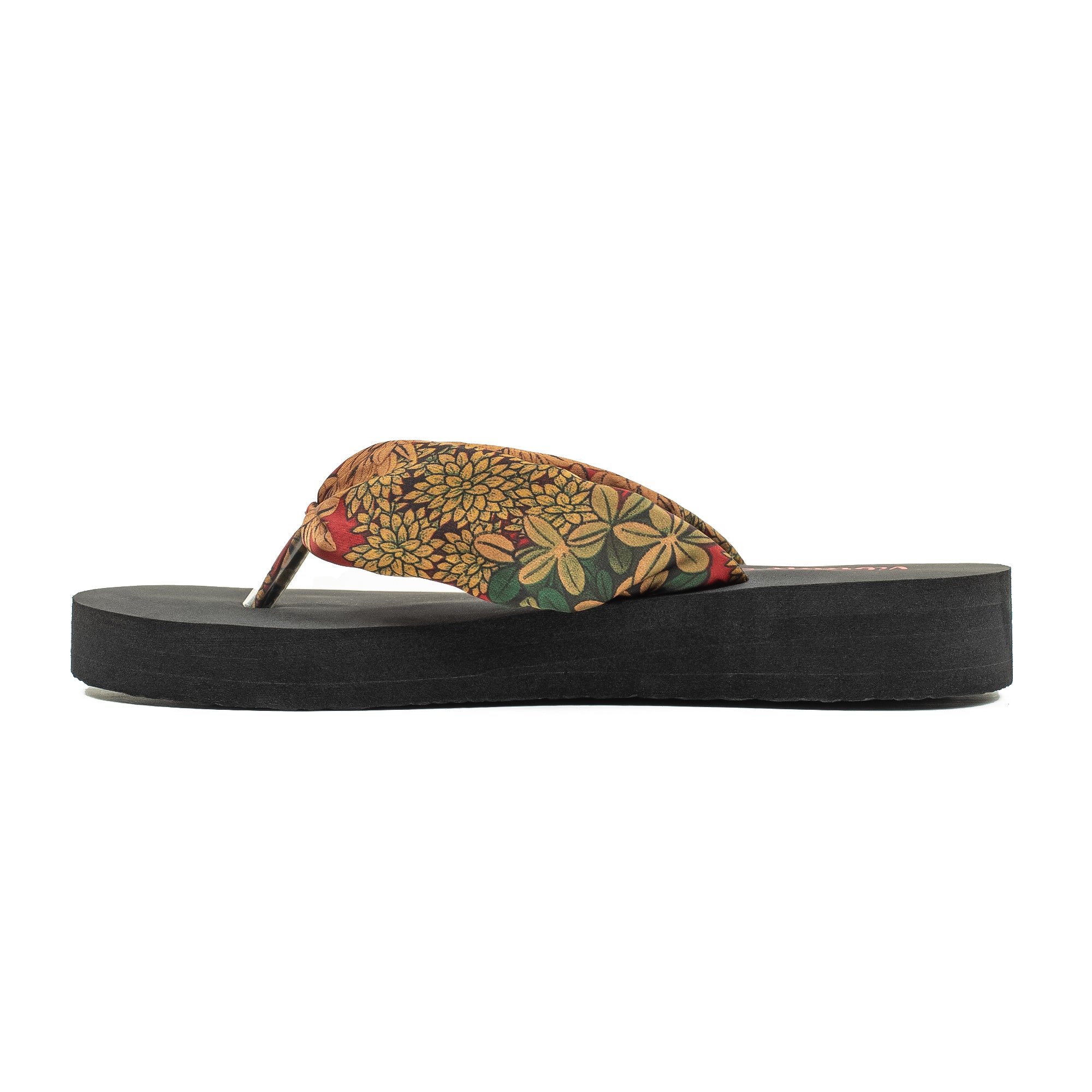 Women's Floral Wedge Heel Flip-Flop Sandal | Vibrant® Lightweight PVC Sole with PU/Fabric Upper