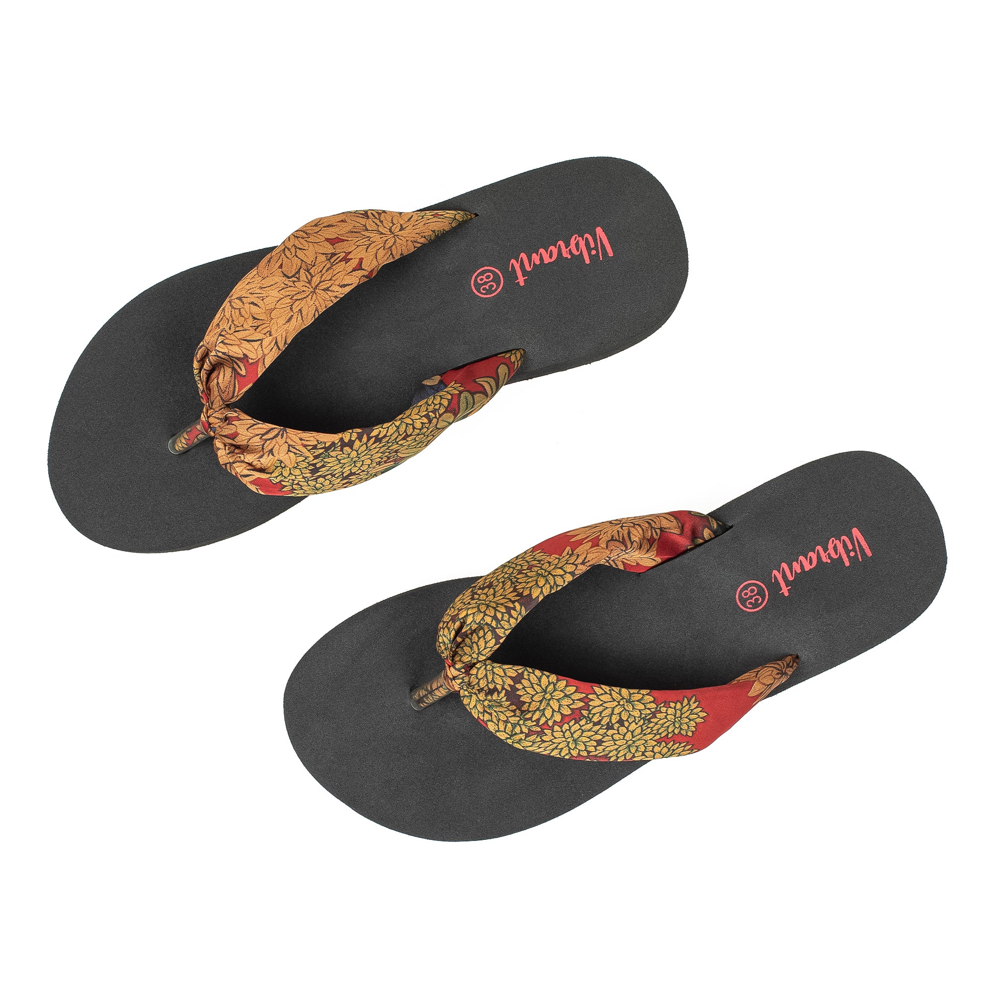 Women's Floral Wedge Heel Flip-Flop Sandal | Vibrant® Lightweight PVC Sole with PU/Fabric Upper