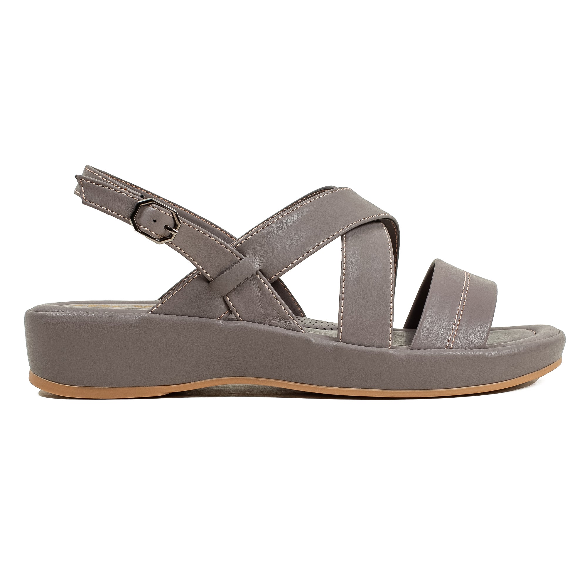 Ladies Ultra Comfort Mauve Cross-Strap Wedge Sandal with Cushioned Sole - Dr. Vi Perfect for Everyday Wear