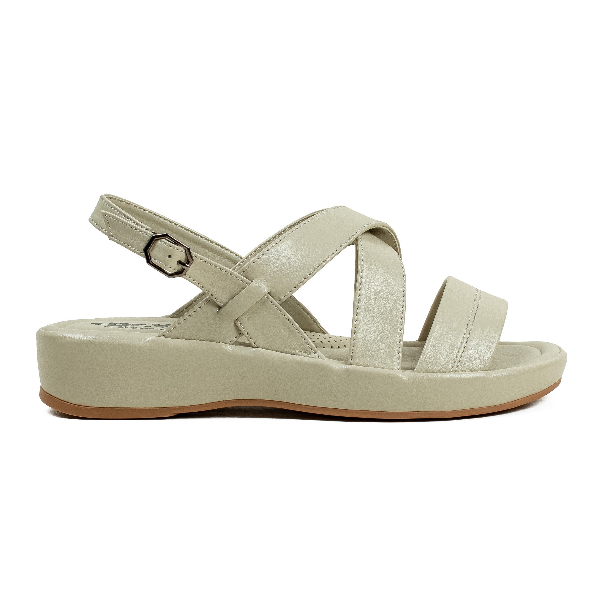 Ladies Ultra Comfort Off-white Cross-Strap Wedge Sandal with Cushioned Sole - Dr. Vi Perfect for Everyday Wear