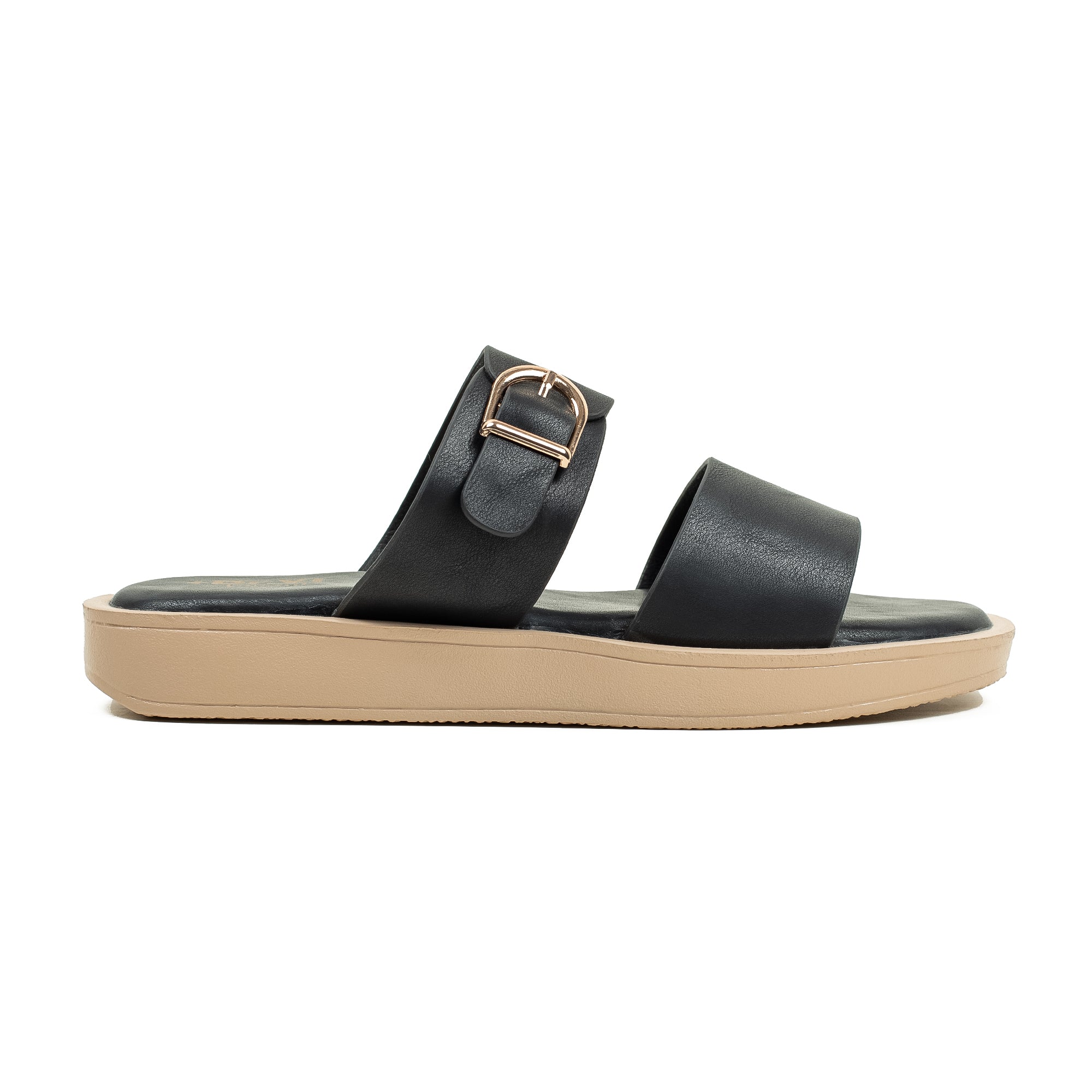 Ladies Dr. Vi Ultimate Comfort Black Sandal | Stylish PU Upper with TPR Outsole and Cushioned Insole