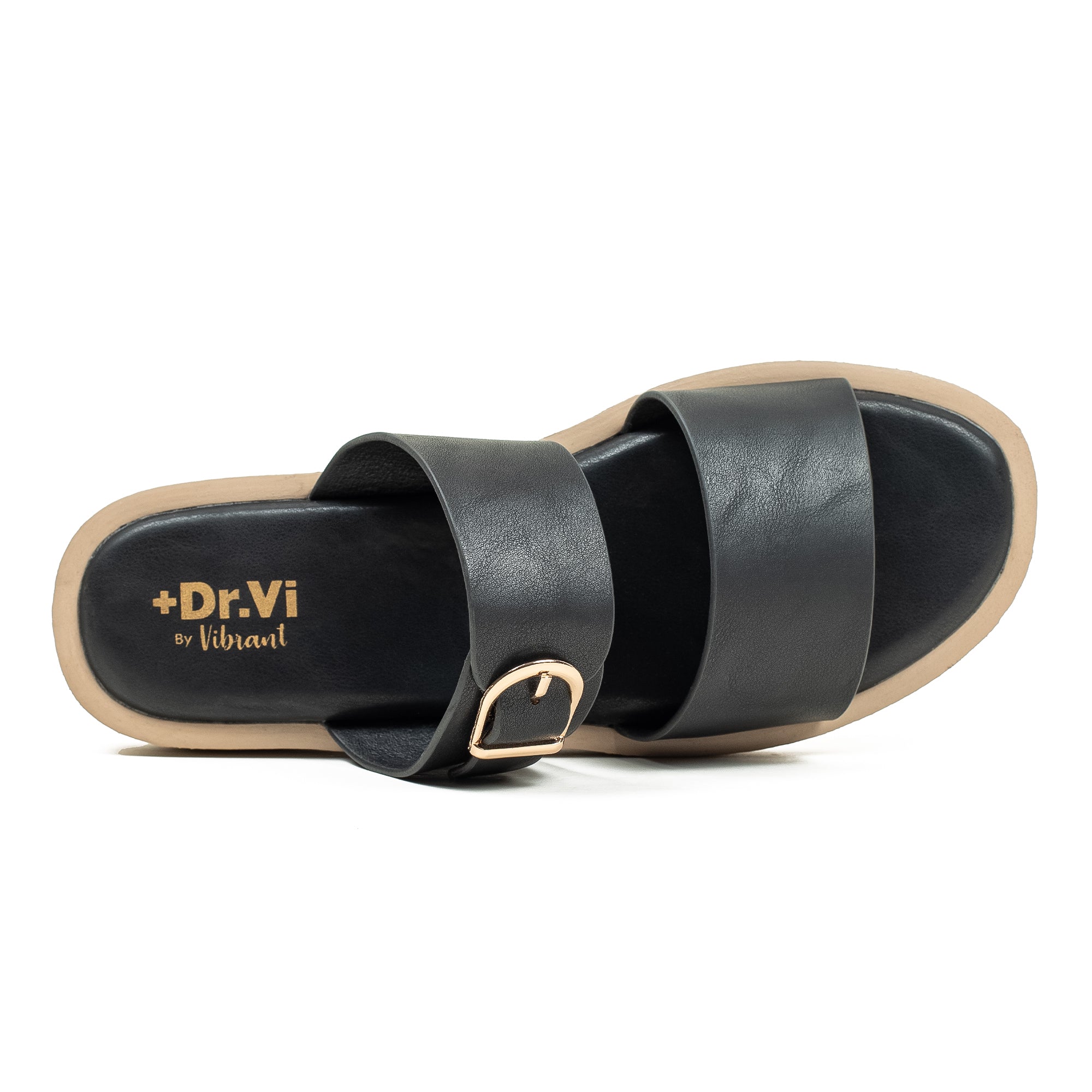 Ladies Dr. Vi Ultimate Comfort Black Sandal | Stylish PU Upper with TPR Outsole and Cushioned Insole