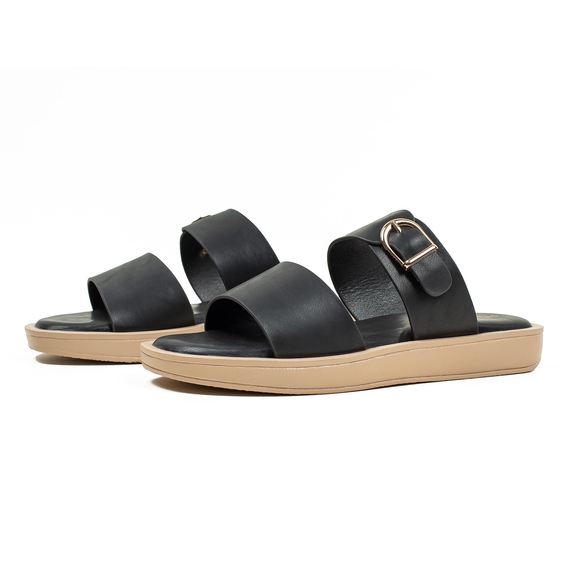 Ladies Dr. Vi Ultimate Comfort Black Sandal | Stylish PU Upper with TPR Outsole and Cushioned Insole