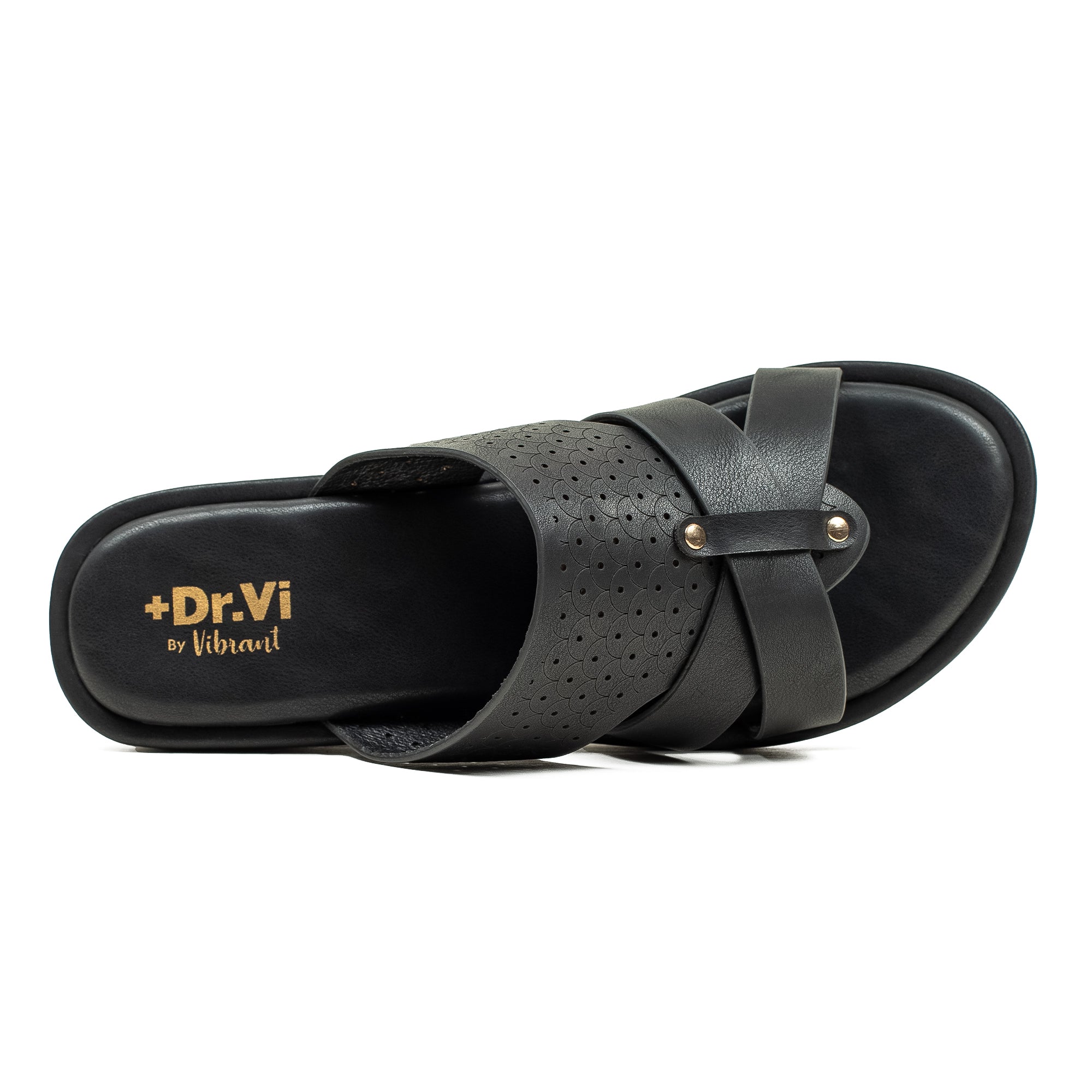 Ladies Dr. Vi Ultimate Comfort Black Sandal | Stylish PU Upper with TPR Outsole and Cushioned Insole