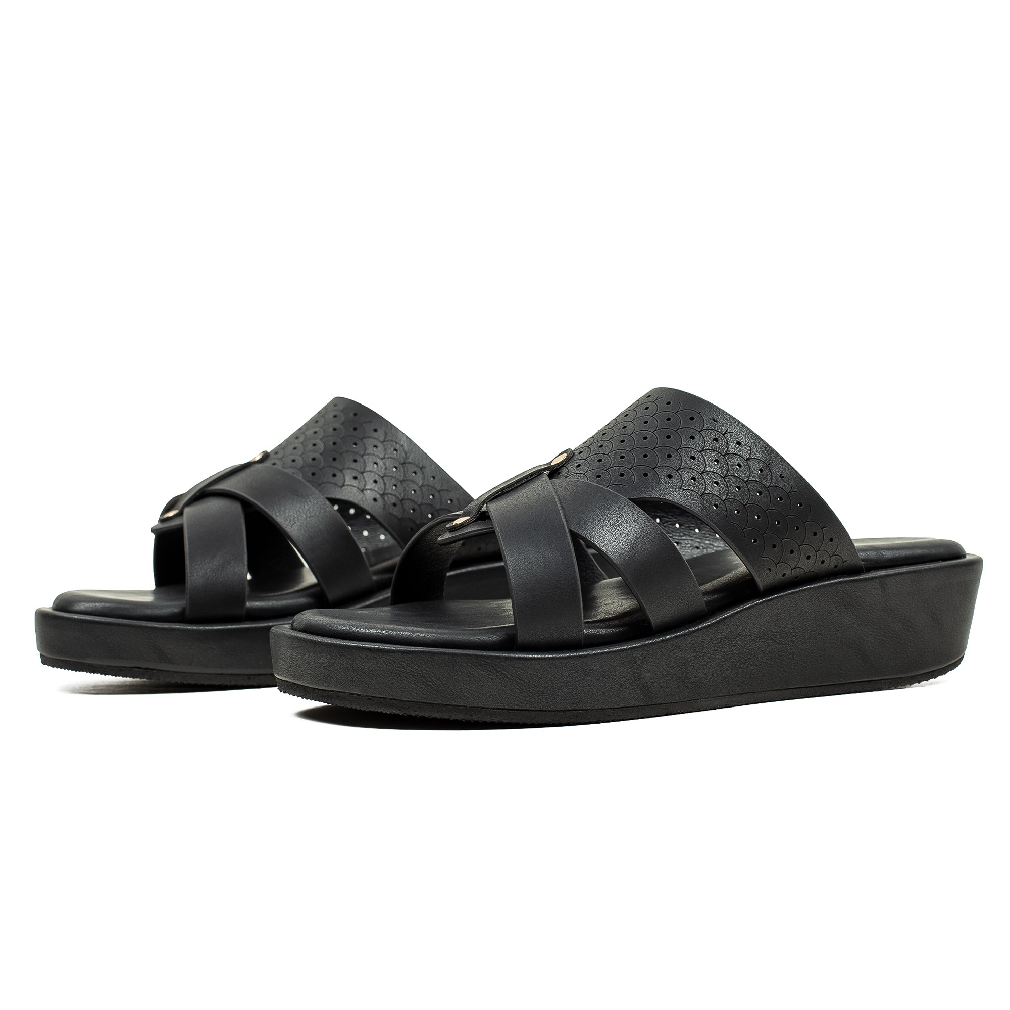 Ladies Dr. Vi Ultimate Comfort Black Sandal | Stylish PU Upper with TPR Outsole and Cushioned Insole