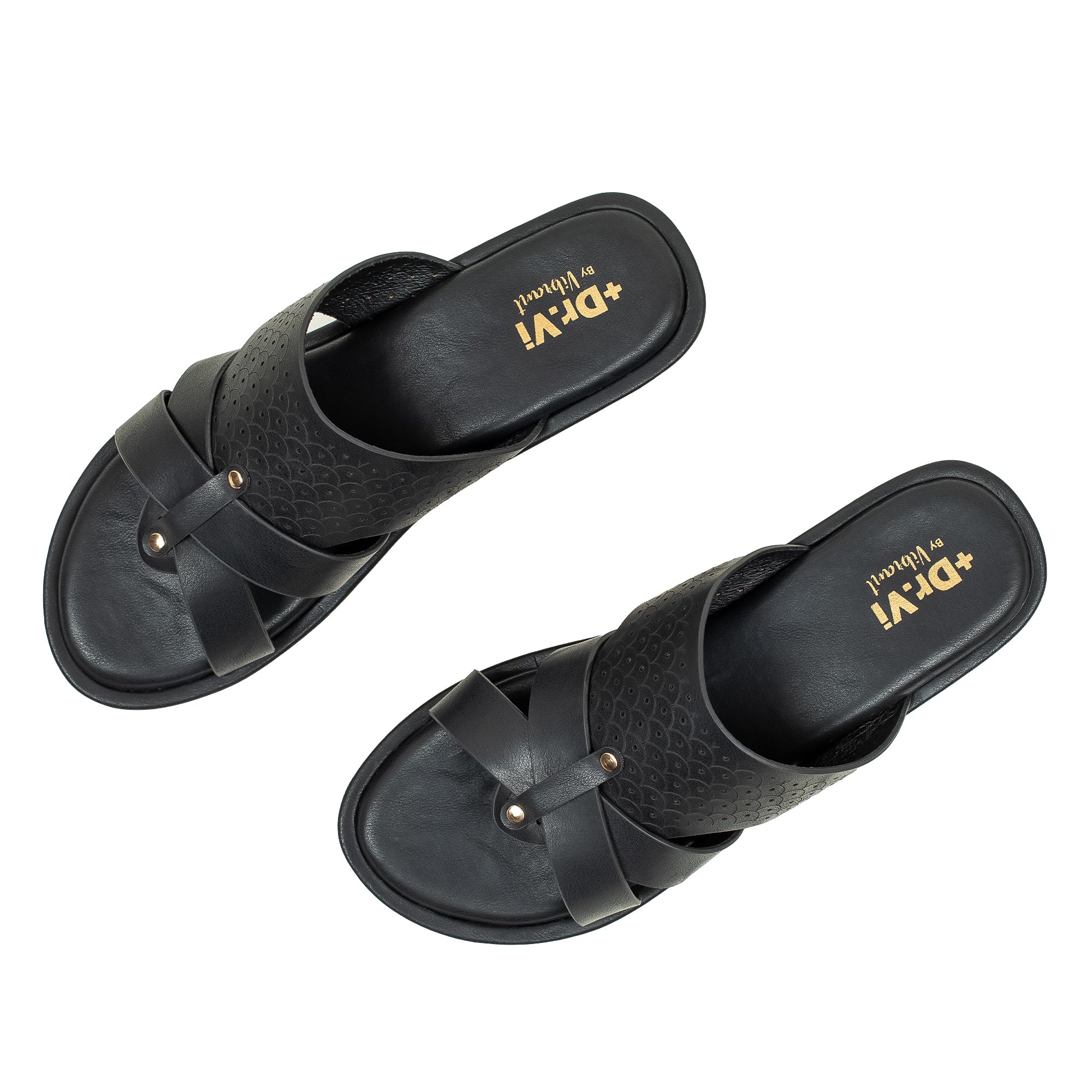 Ladies Dr. Vi Ultimate Comfort Black Sandal | Stylish PU Upper with TPR Outsole and Cushioned Insole