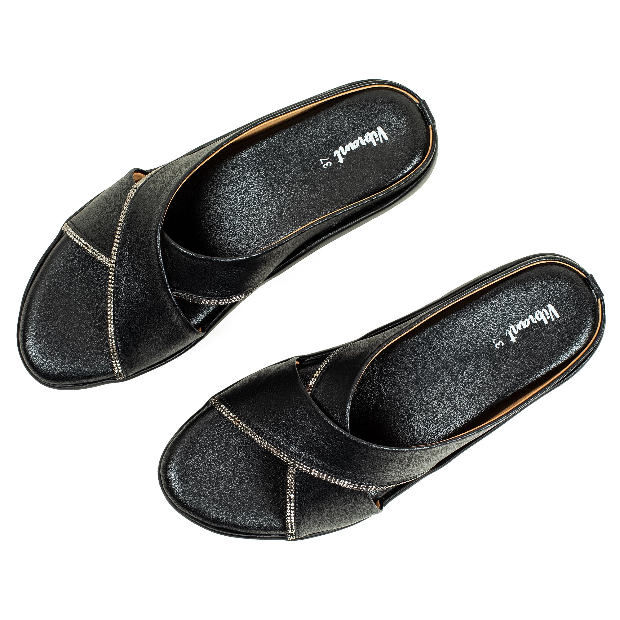 Vibrant Ladies’ Black Wedge Heel Sandal – Ultra Comfortable PU Leather Sandal with Cushioned Insole & PU Outsole