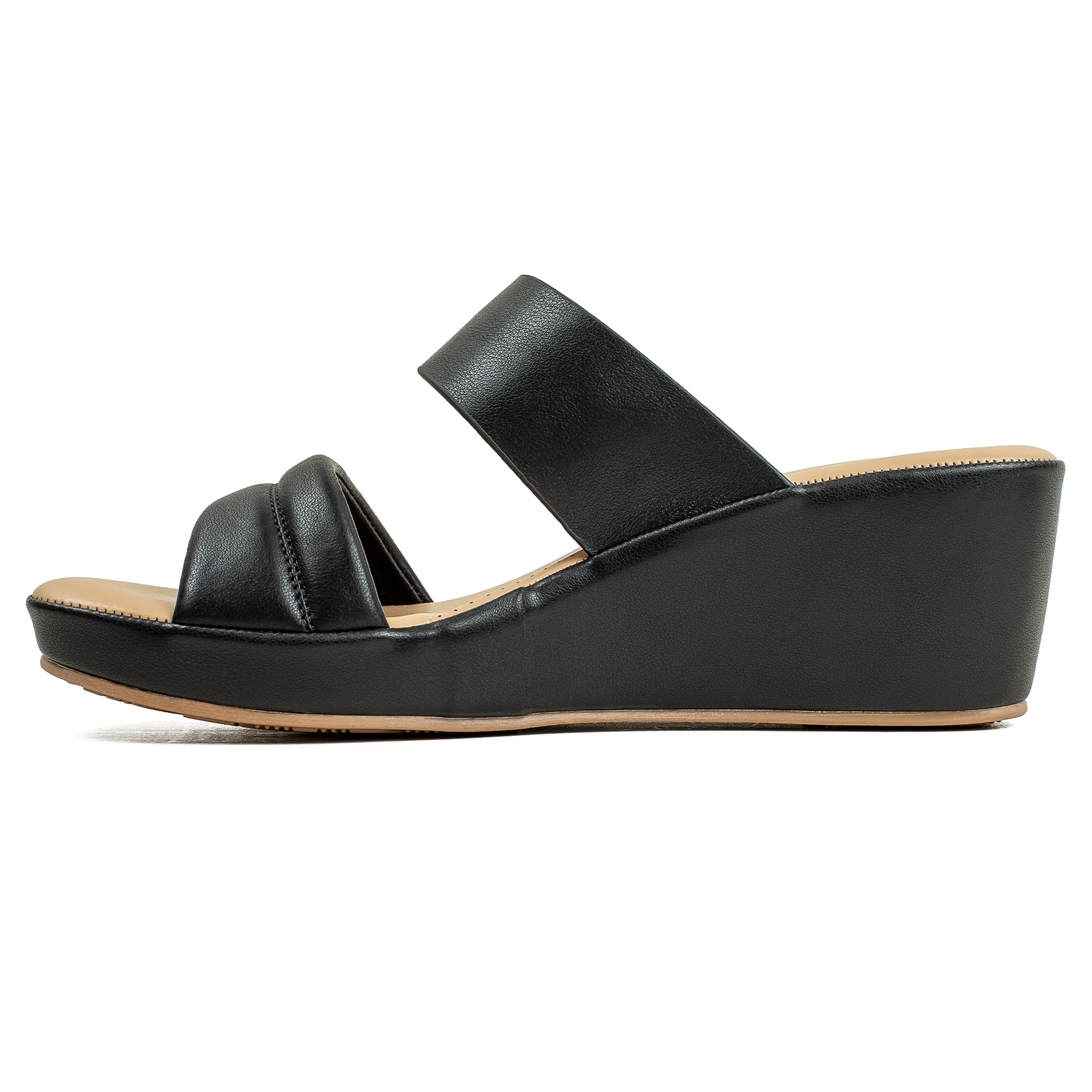 Vibrant Ladies’ Black Wedge Heel Sandal – Dr. Vi Super Comfortable Fashion Sandal with PU Leather Upper & TPR Outsole