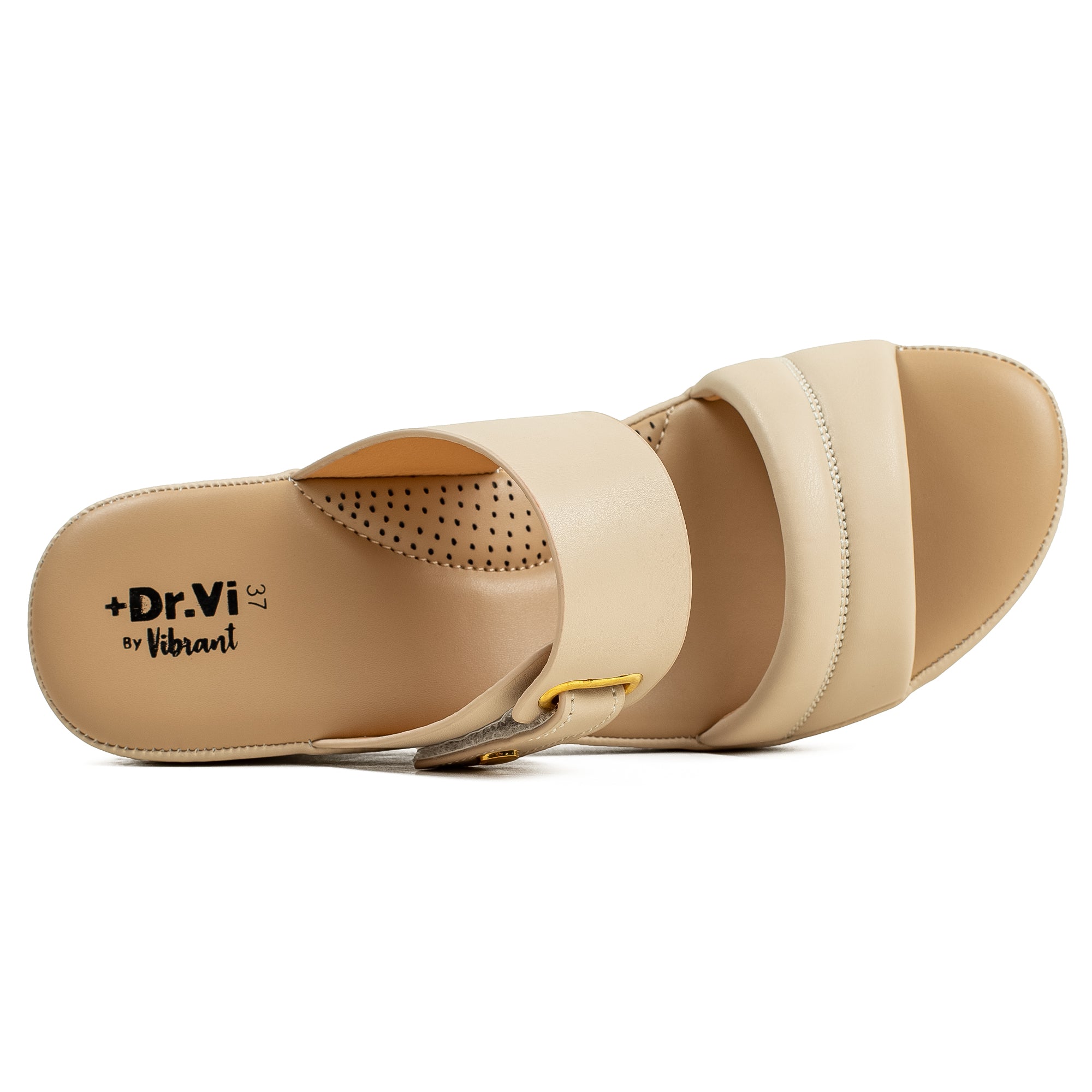 Vibrant Ladies’ Beige Wedge Heel Sandal – Dr. Vi Super Comfortable Fashion Sandal with PU Leather Upper & TPR Outsole