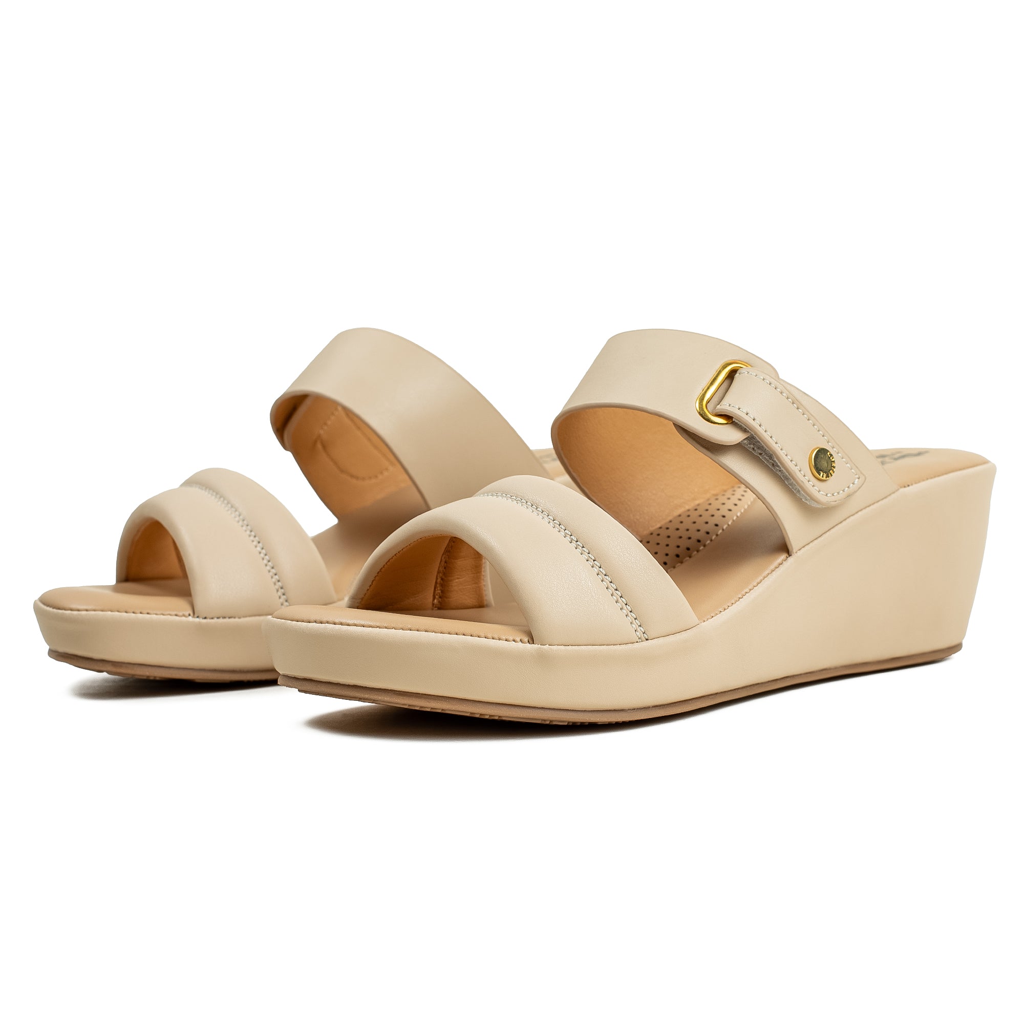 Vibrant Ladies’ Beige Wedge Heel Sandal – Dr. Vi Super Comfortable Fashion Sandal with PU Leather Upper & TPR Outsole