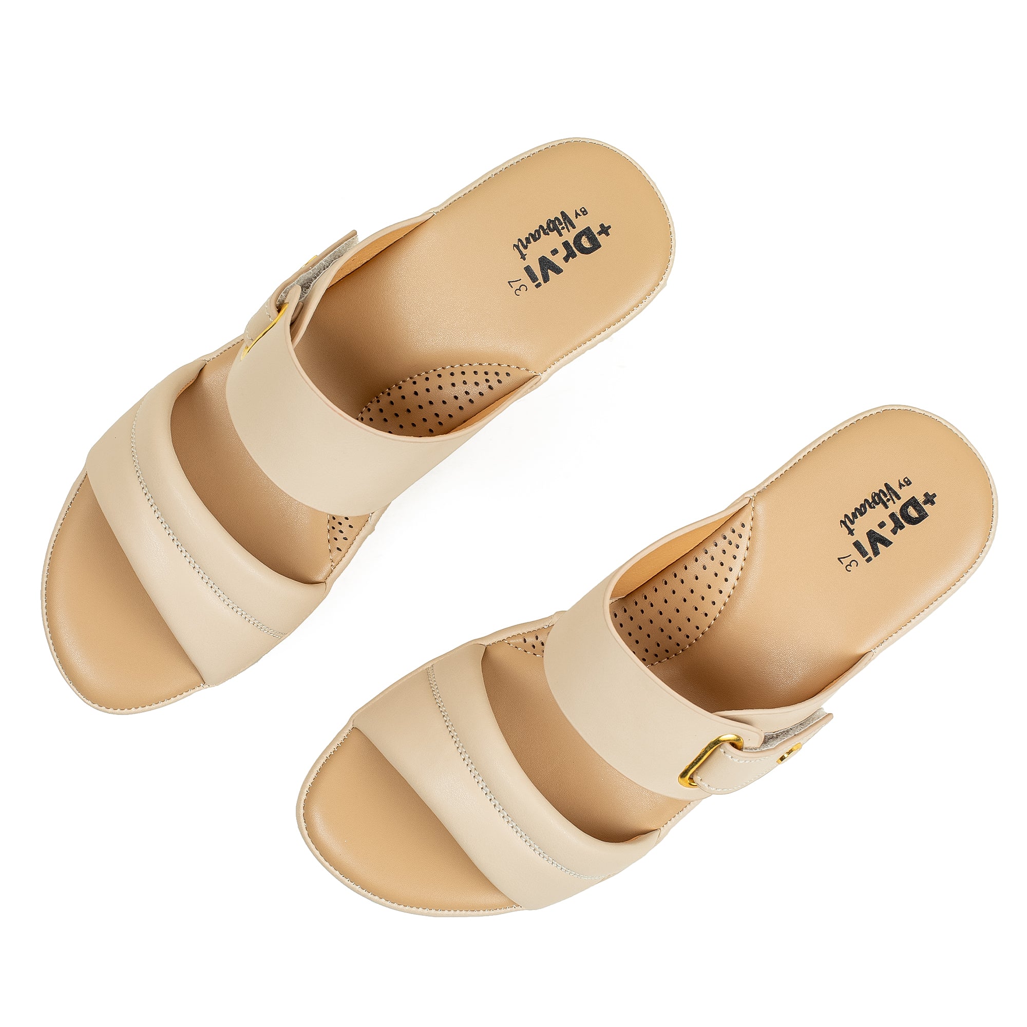 Vibrant Ladies’ Beige Wedge Heel Sandal – Dr. Vi Super Comfortable Fashion Sandal with PU Leather Upper & TPR Outsole