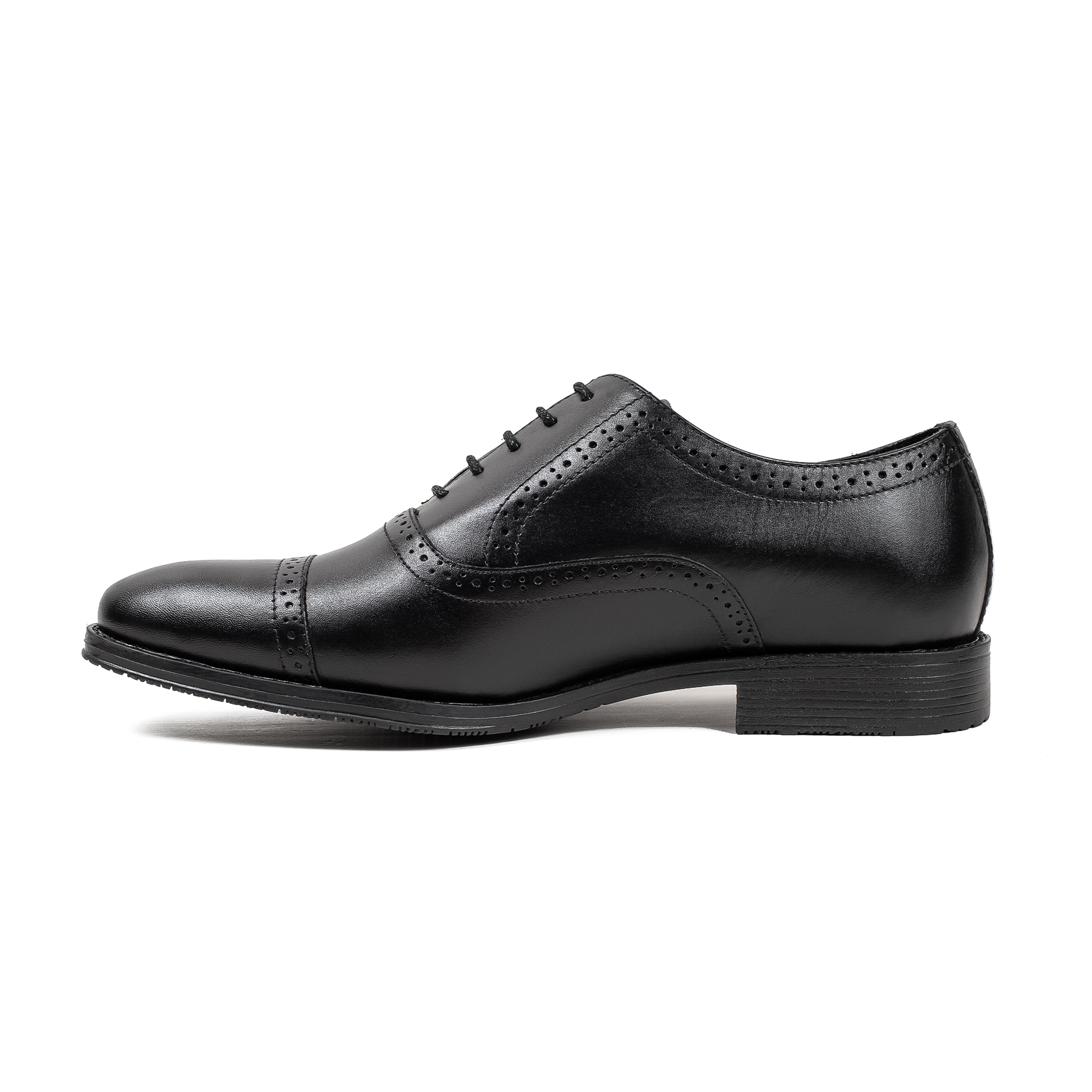 Men's Black Leather Oxford Shoes | Vibrant® Elegant Comfort with TPR Outsole and Cushioned Insole